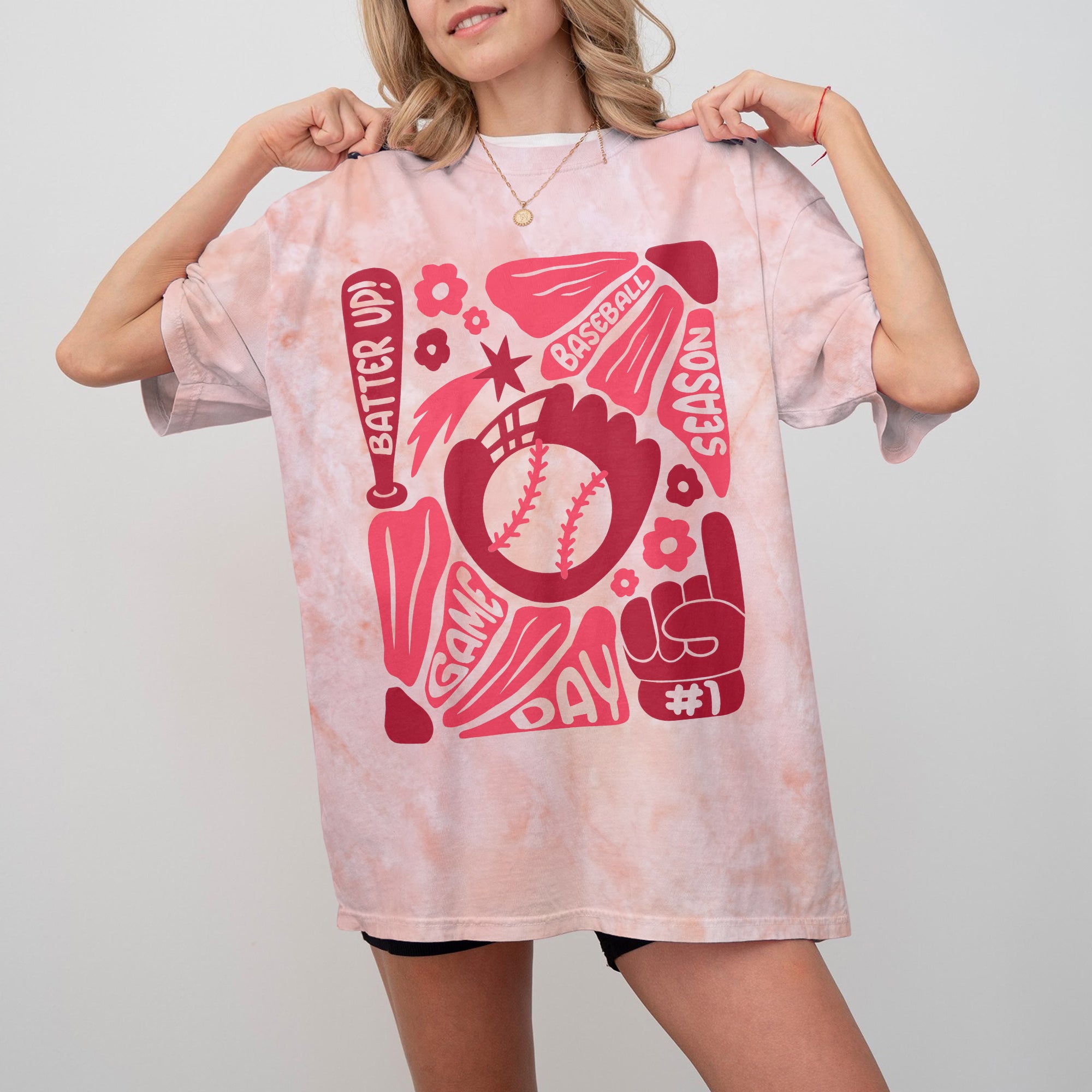 Pink Baseball Season Custom All Over Print Baseball T-Shirt