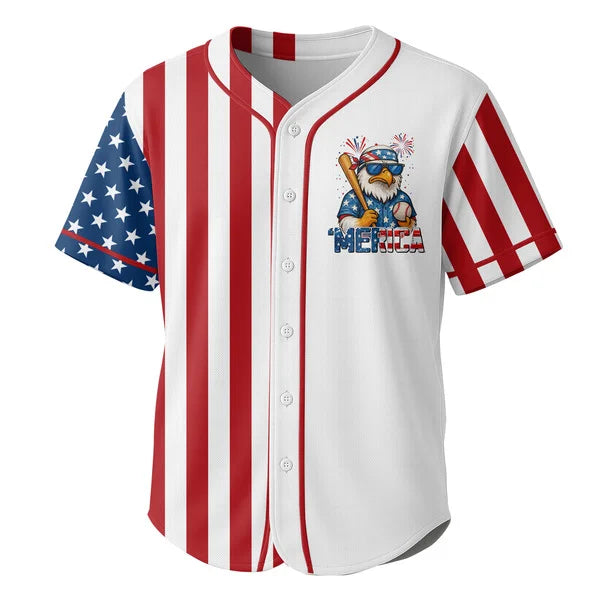 Merica 4th Of July Baseball Jersey Shirt - Baseball Jersey Shirt For Baseball Lover, Baseball Fan