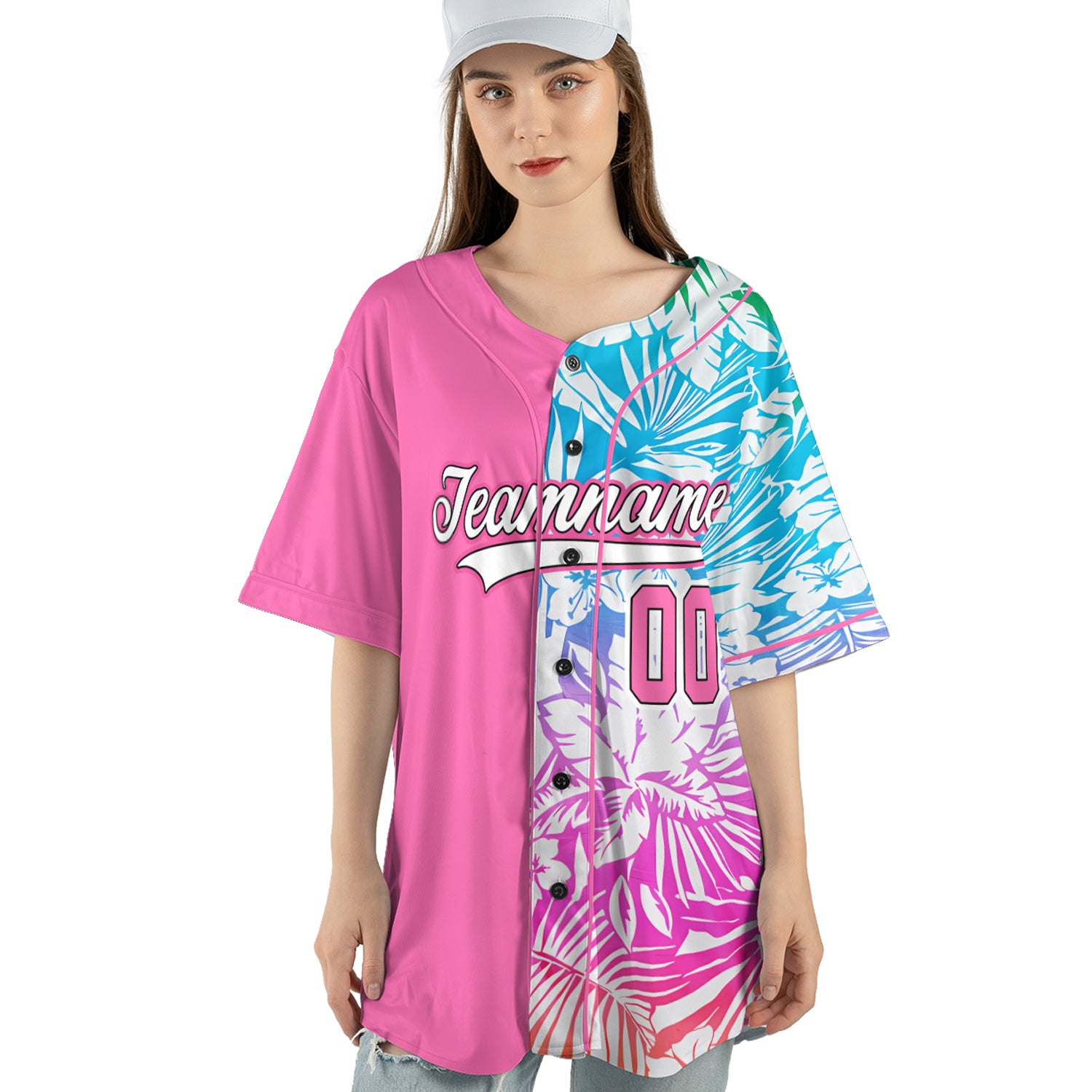 Tropical Dream Baseball Jersey – Pink Split Paradise Edition