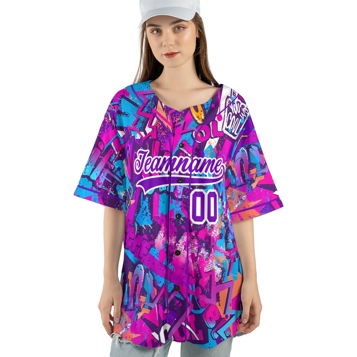 Custom Baseball Jersey - Graffiti Street Pop Art