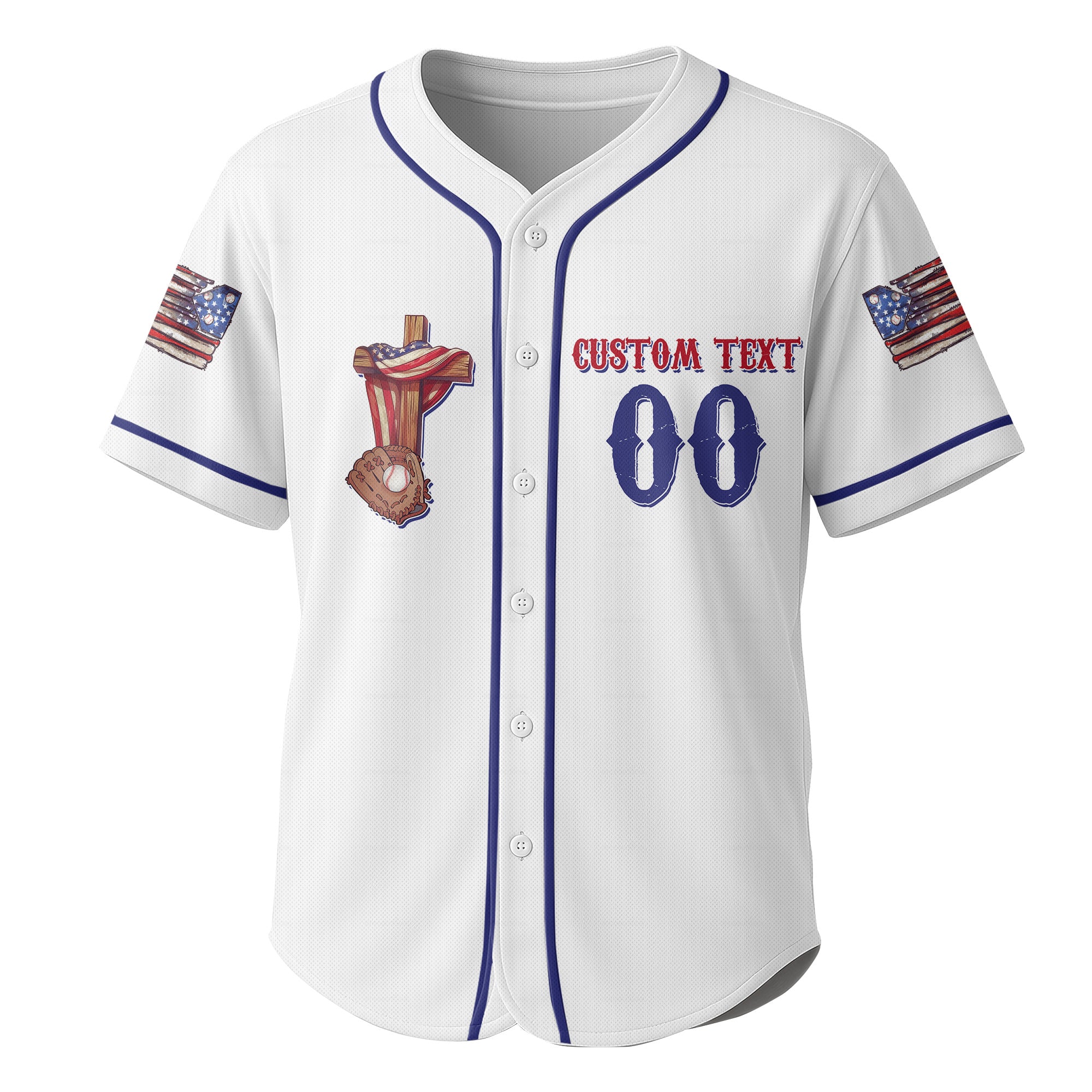 God Bless America And Baseball - Custom 4th of July Baseball Jersey