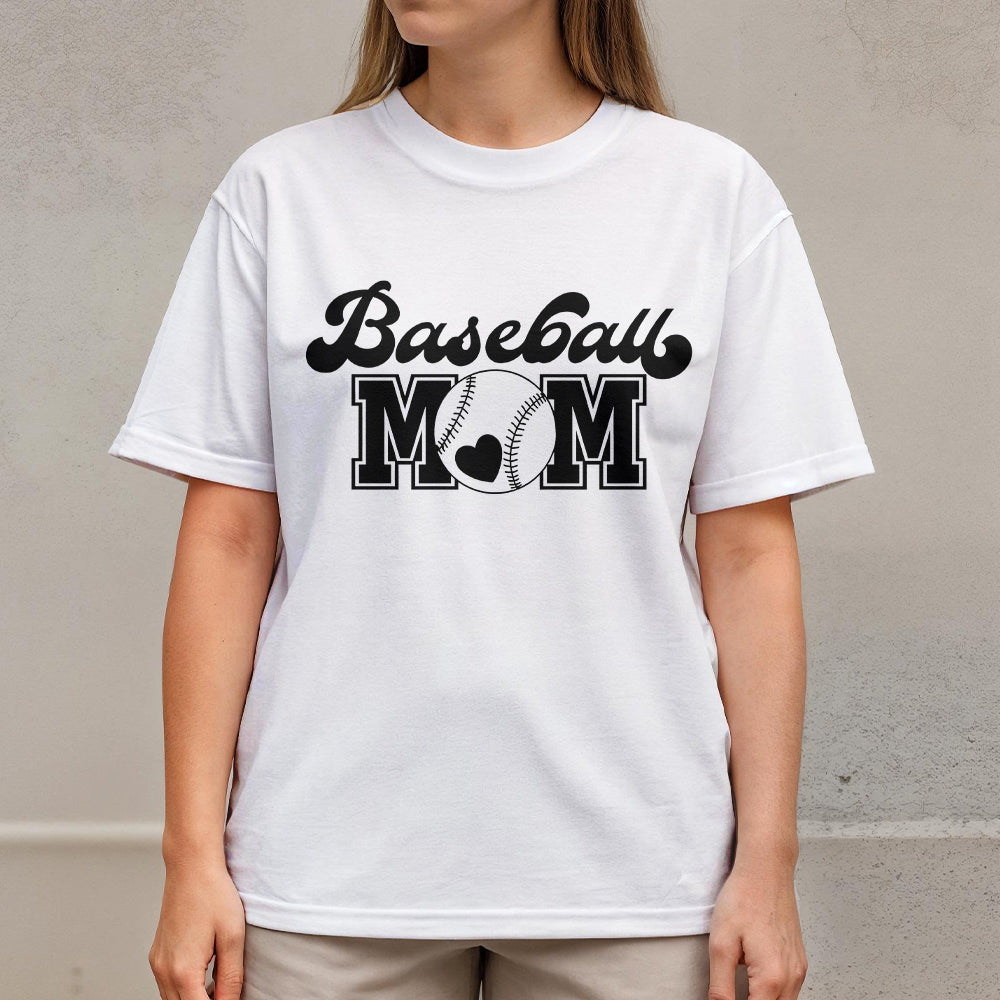 Baseball Mom With A Full Heart - White and Black Baseball T-Shirt