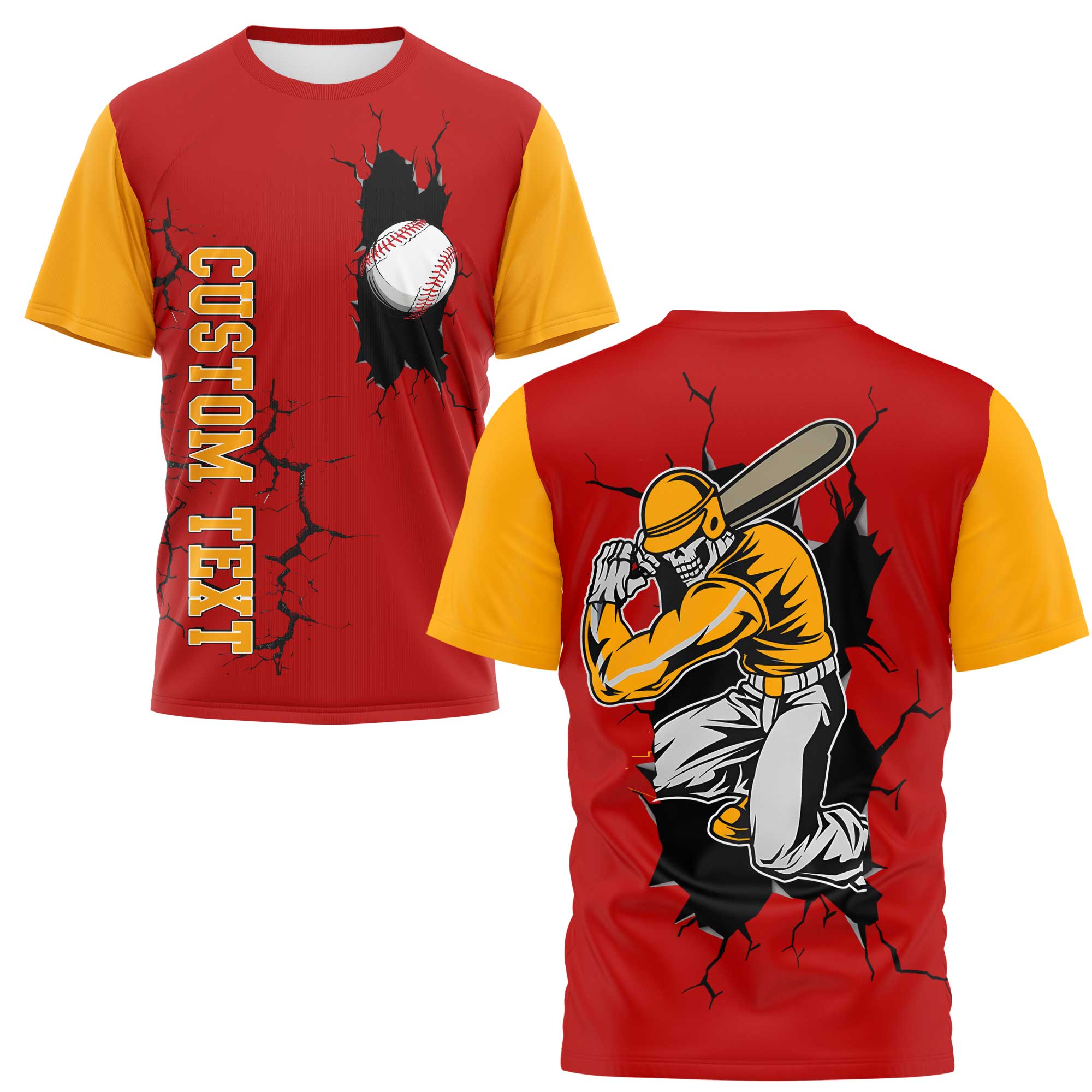 Custom Raglan All Over Print T-Shirt - Baseball Skeleton