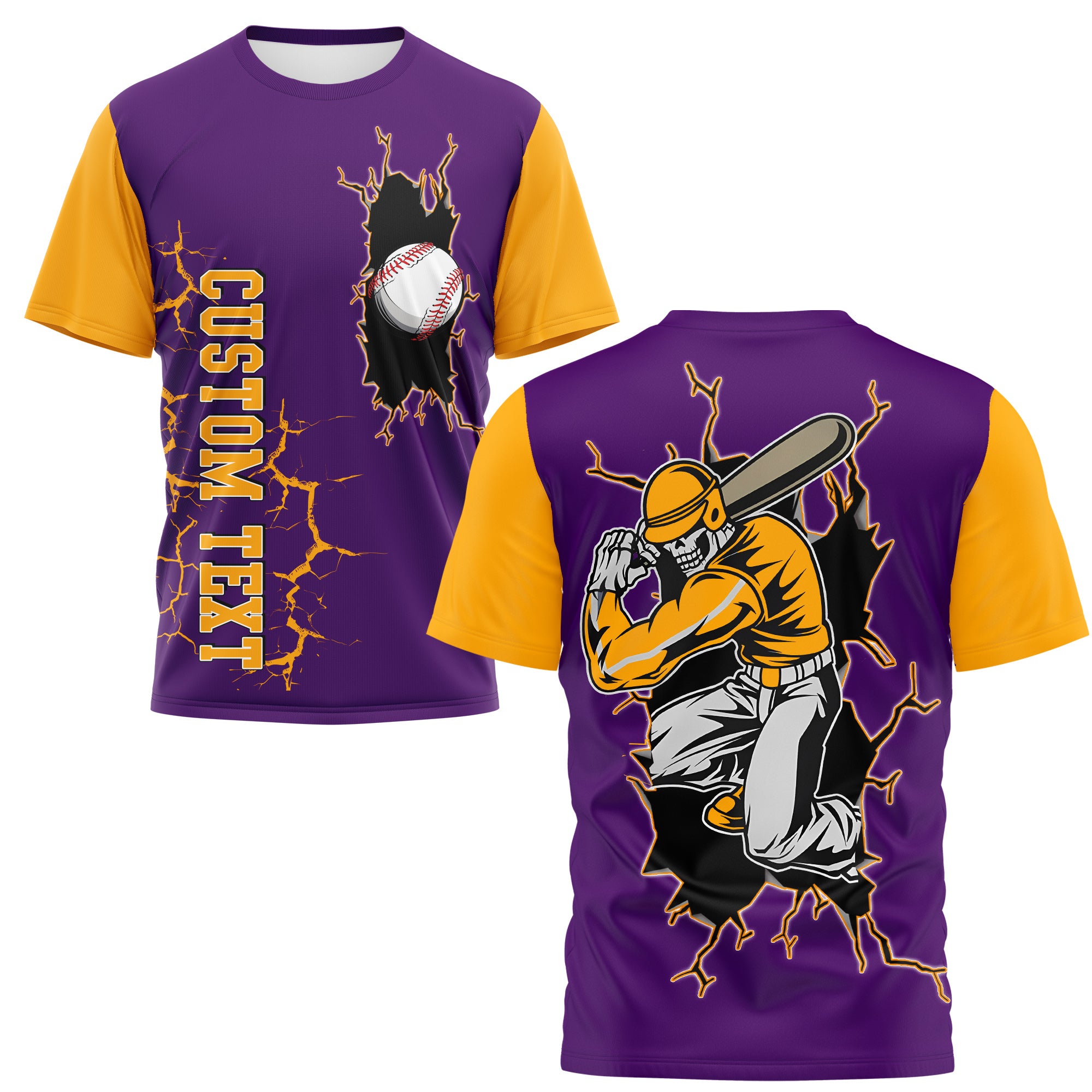 Custom Raglan All Over Print T-Shirt - Baseball Skeleton