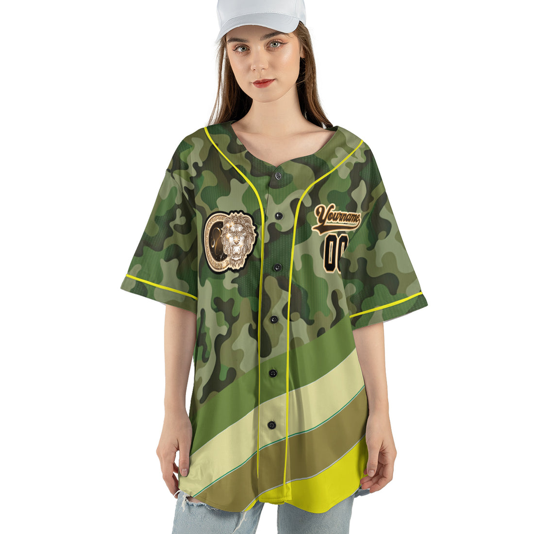 Leo Zodiac Baseball Jersey – Camouflage Wild Roar Edition