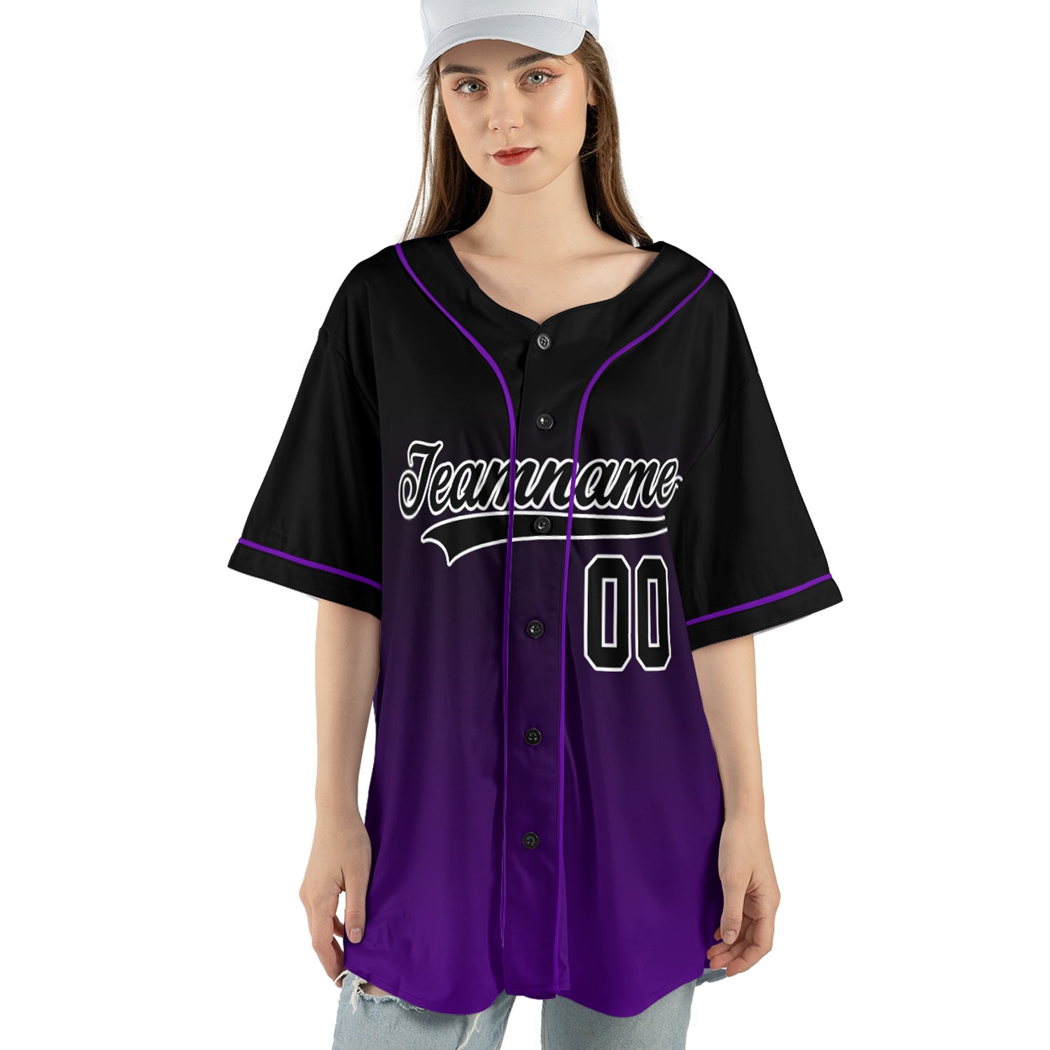 Custom Baseball Jersey – Gradient Black to Purple