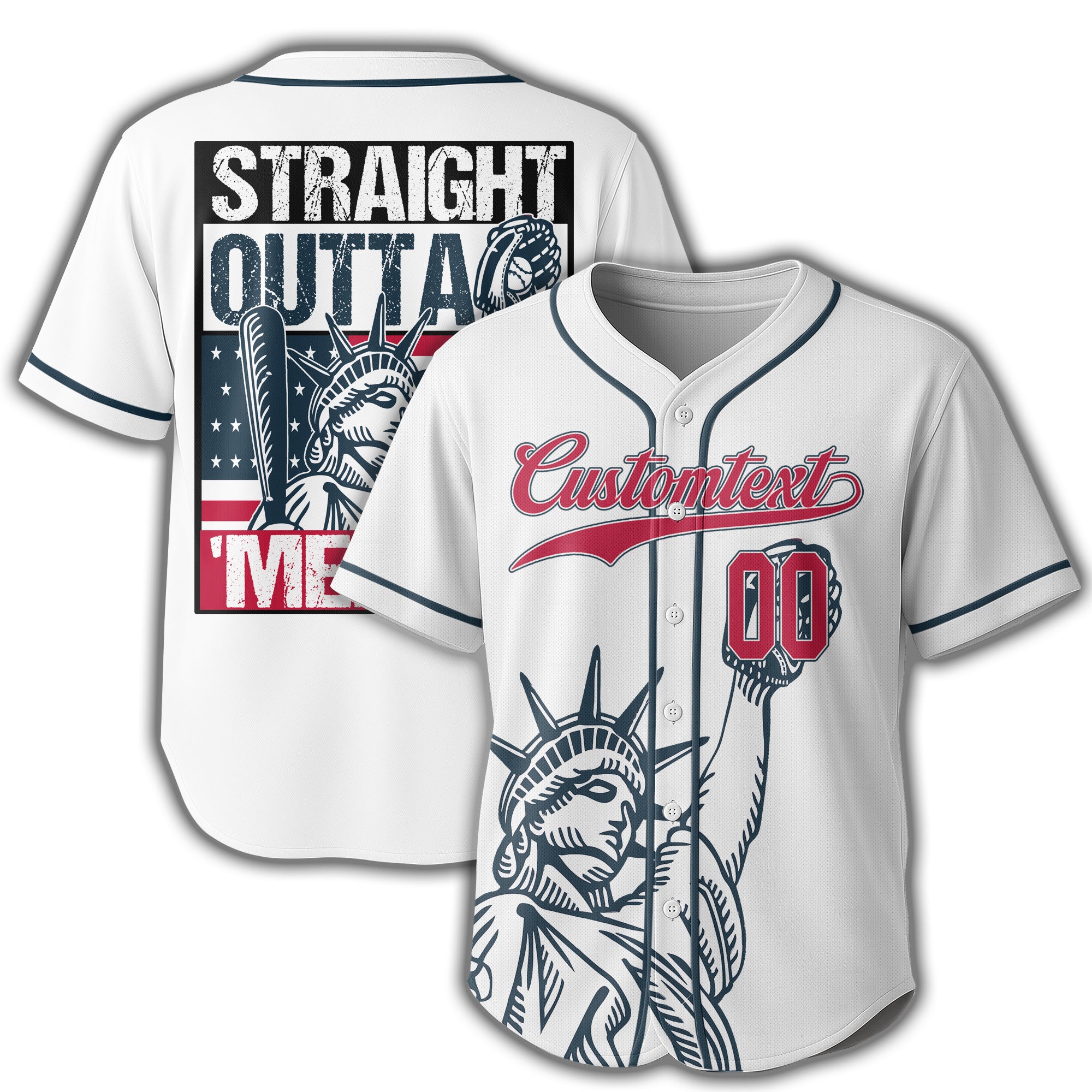 Straight Outta America - Custom Fourth Of July Baseball Jersey