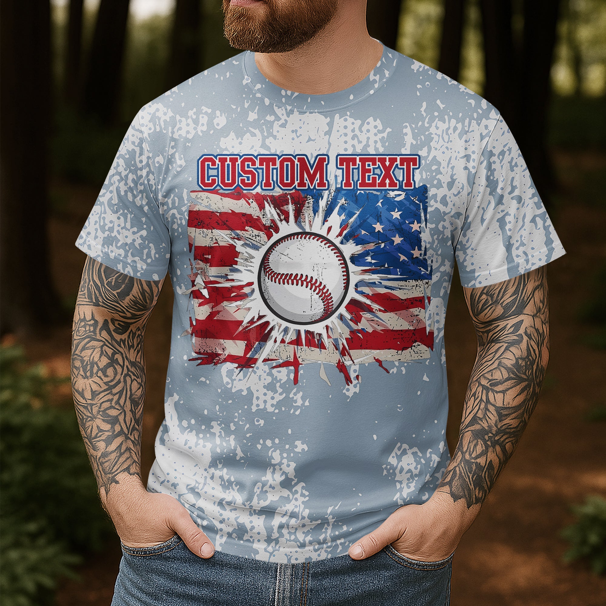 USA PROUD All Over Print Fourth Of July T-Shirt