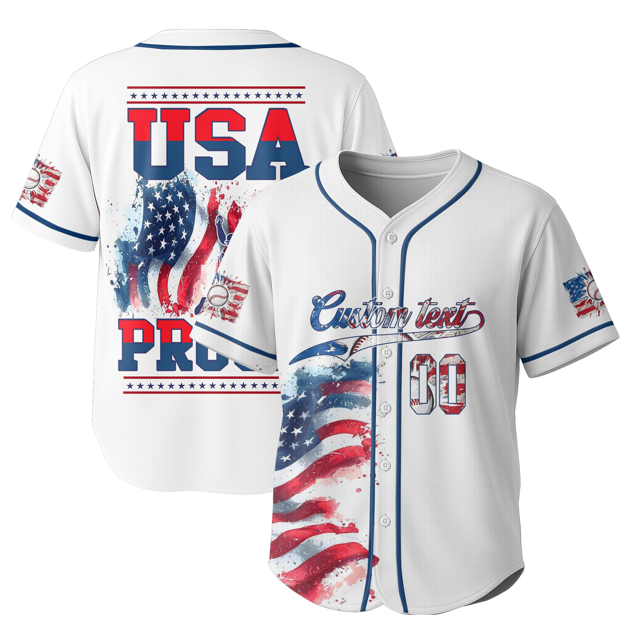 USA PROUD - Custom Fourth Of July Baseball Jersey