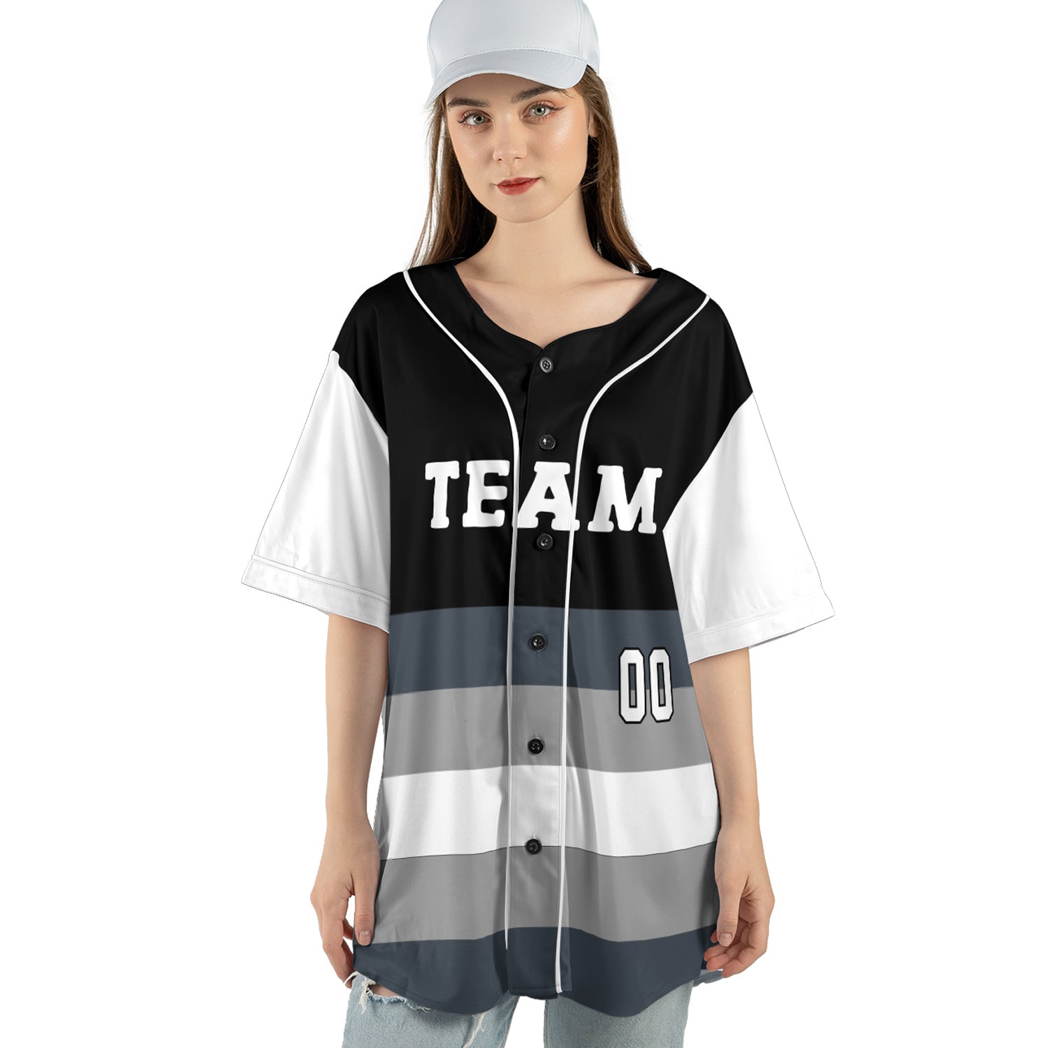 Custom Ice Grey-Black Gradient Baseball Jersey