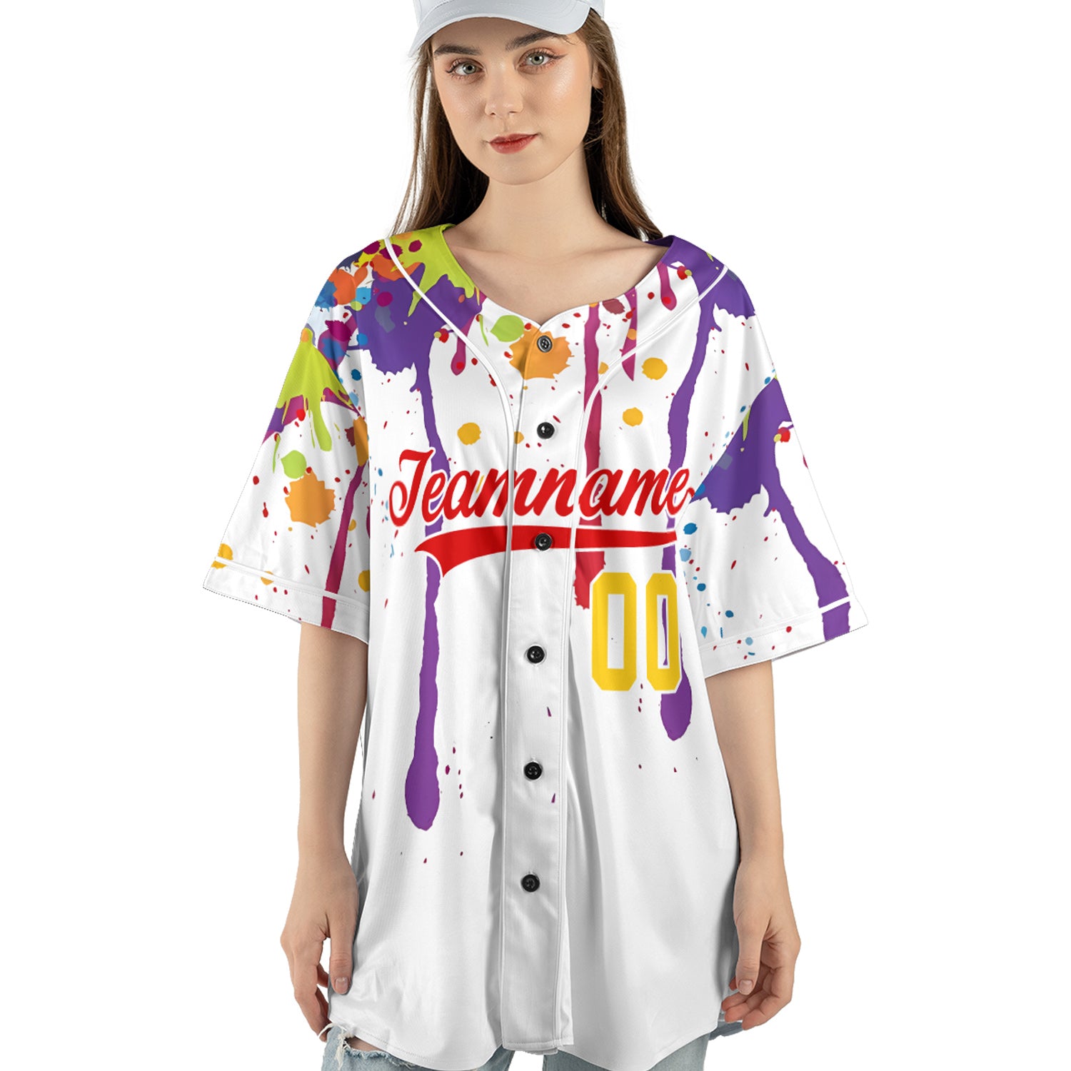Custom Paint Splash Baseball Jersey – Color Riot Edition