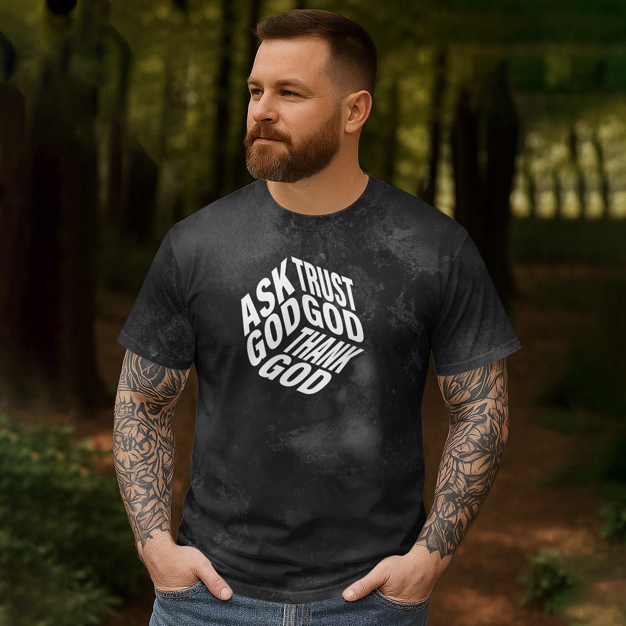Trust God Thank God All Over Print T-Shirt