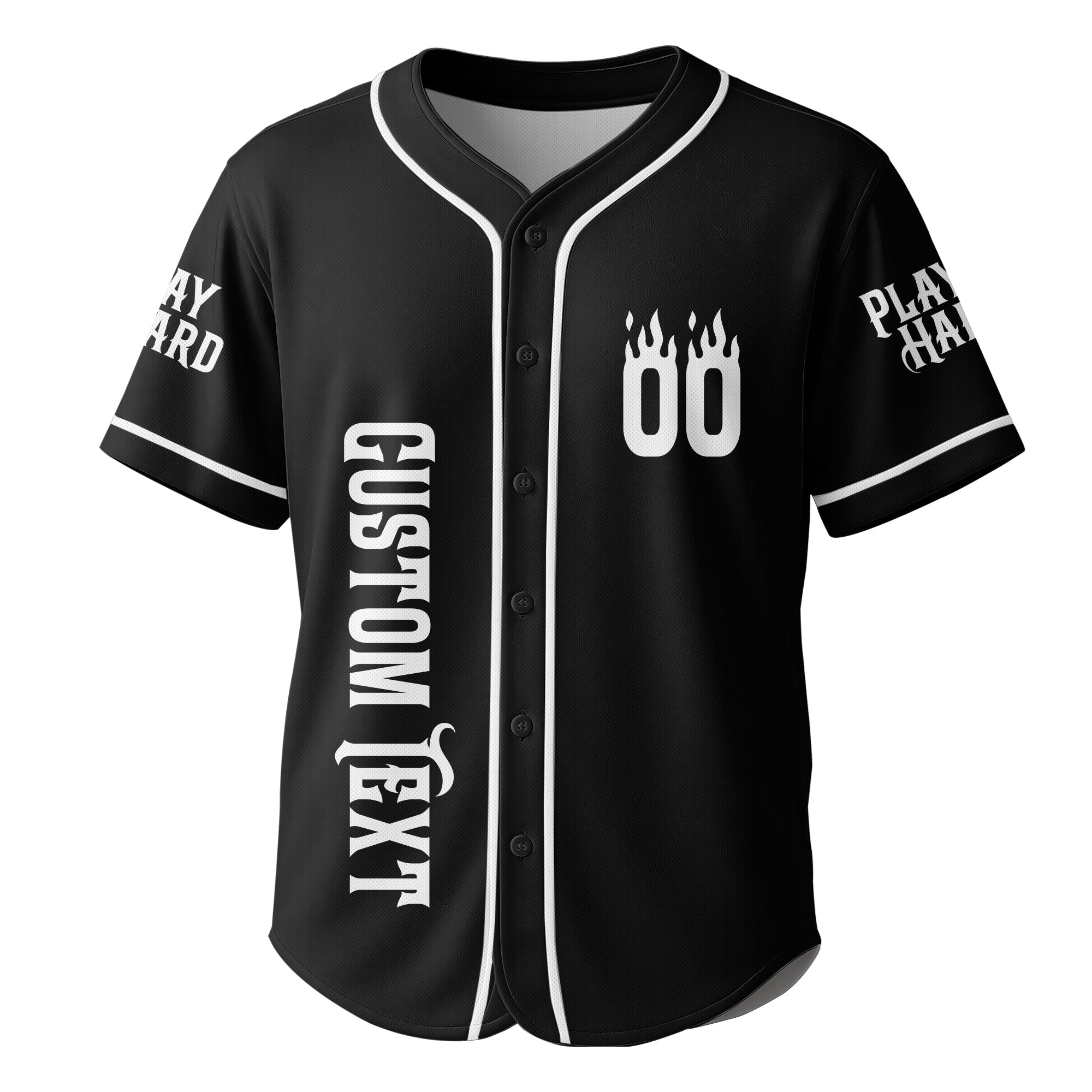 Play Hard Baseball - Custom Black and White Baseball Jersey