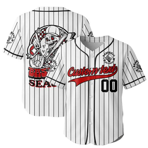 Custom Baseball Season Jersey - Custom name, number - Baseball Lover - Custom White Black Pinstripe