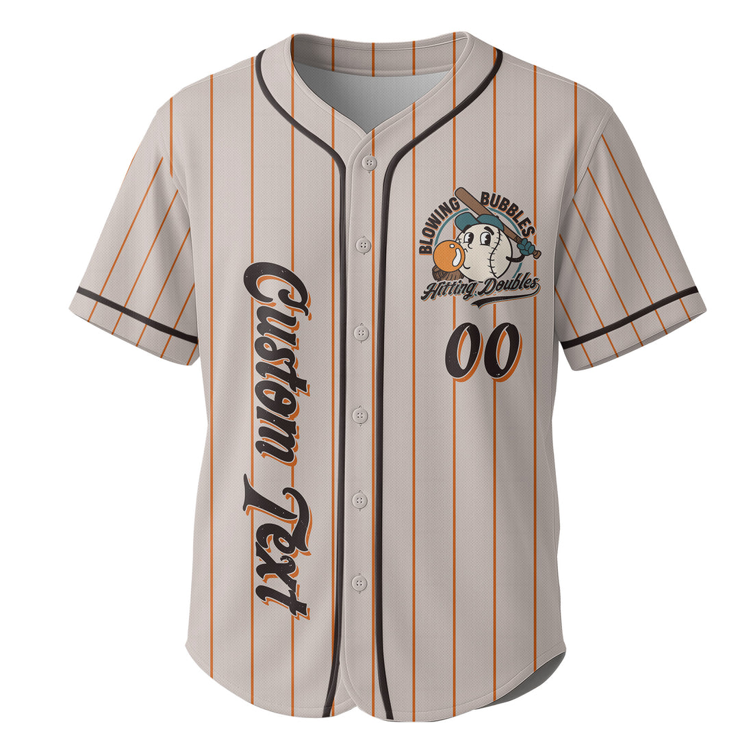 Blowing Bubbles Hitting Doubles - Custom Orange Stripes Baseball Jersey