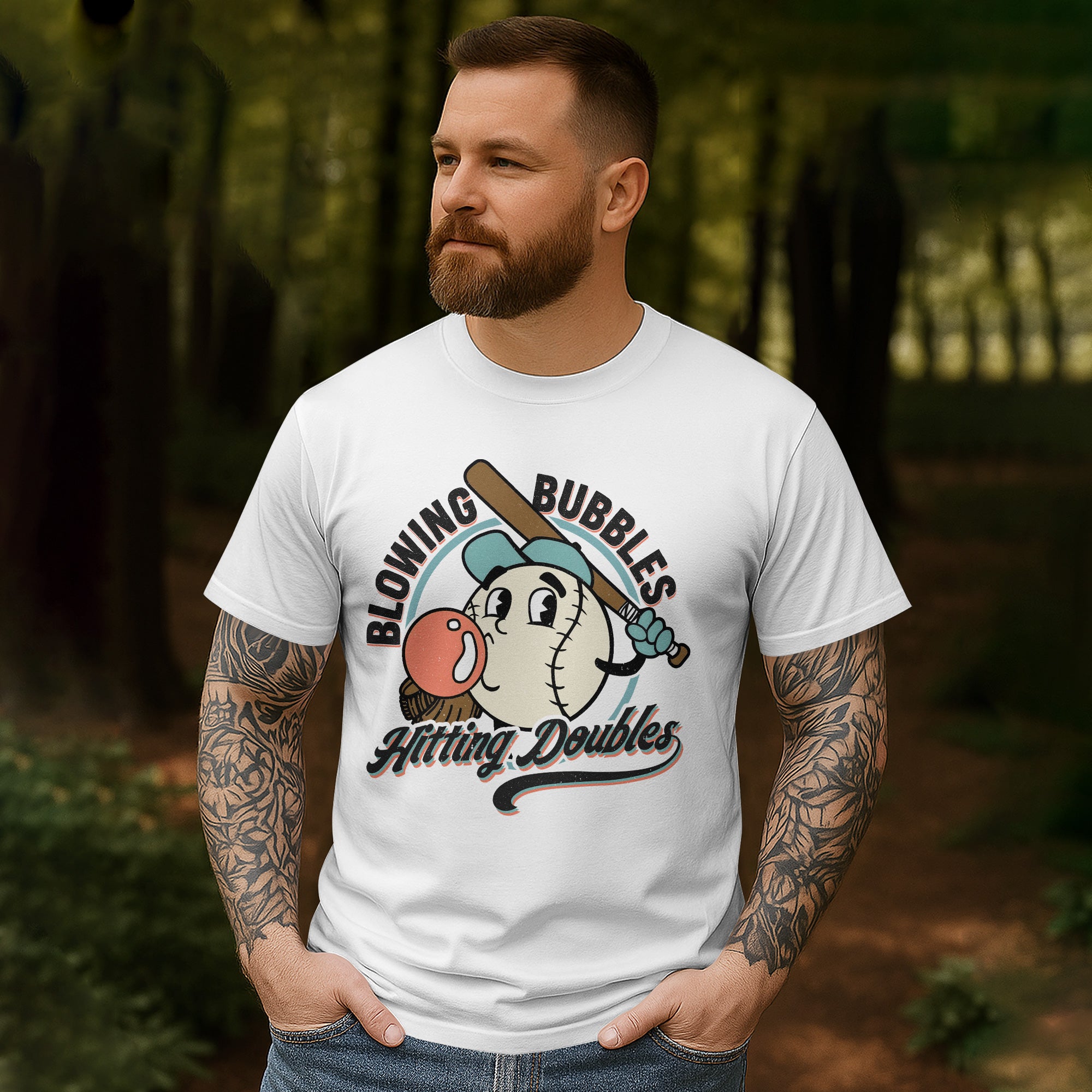 Blowing Bubbles Hitting Doubles Baseball T-Shirt