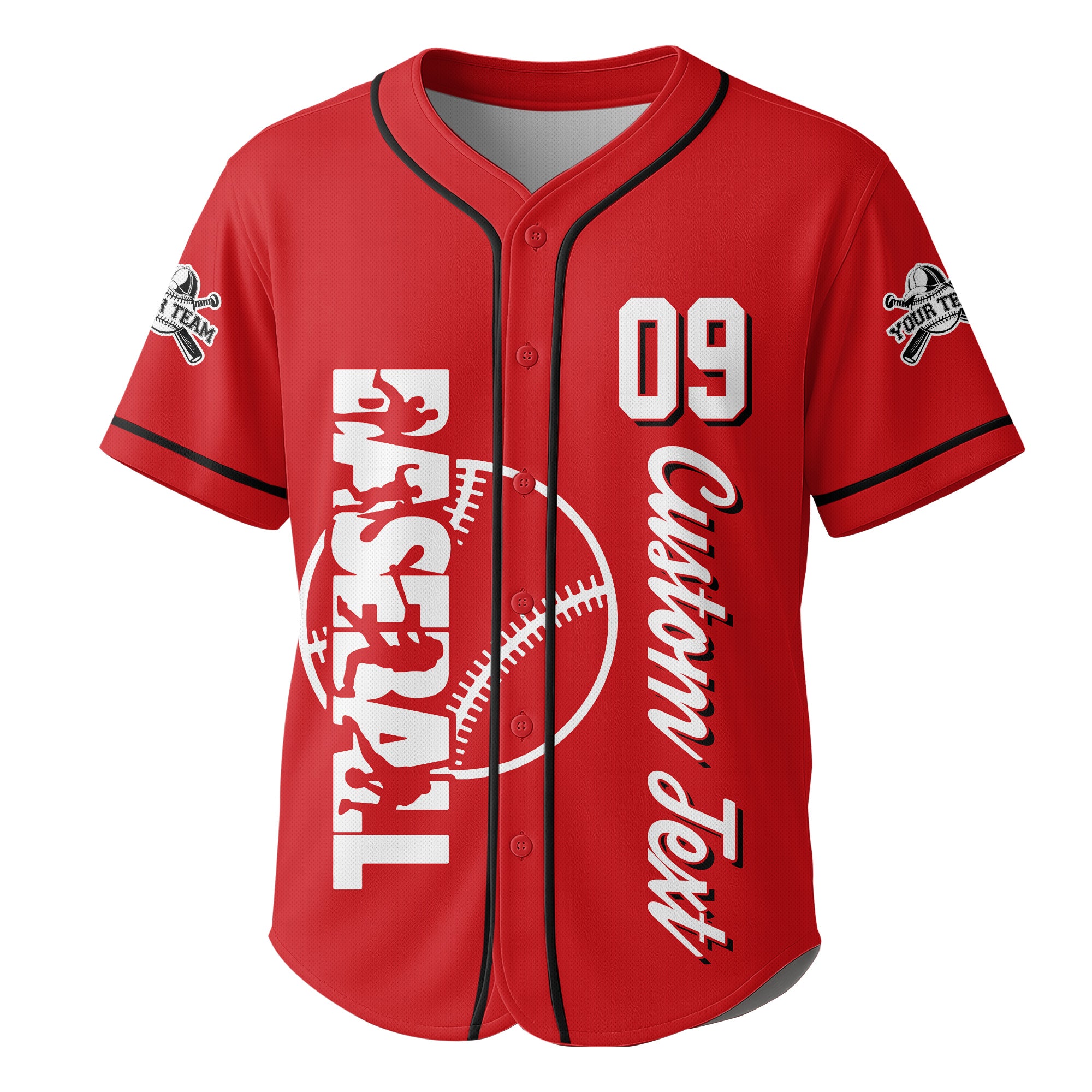 Just Have Fun And Enjoy The Game - Custom Red Black Baseball Jersey