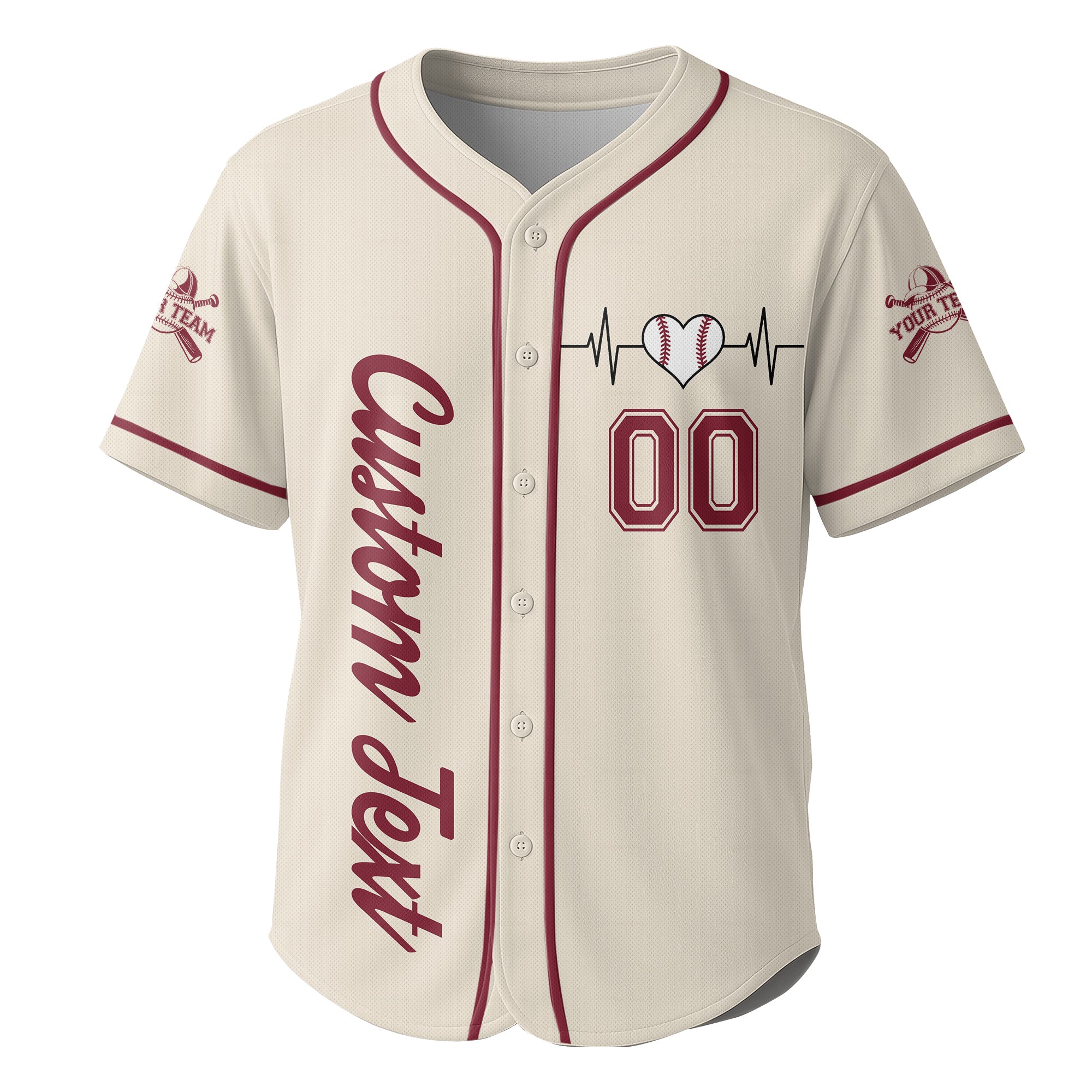 No Place Like Home - Custom Cream Red Baseball Jersey