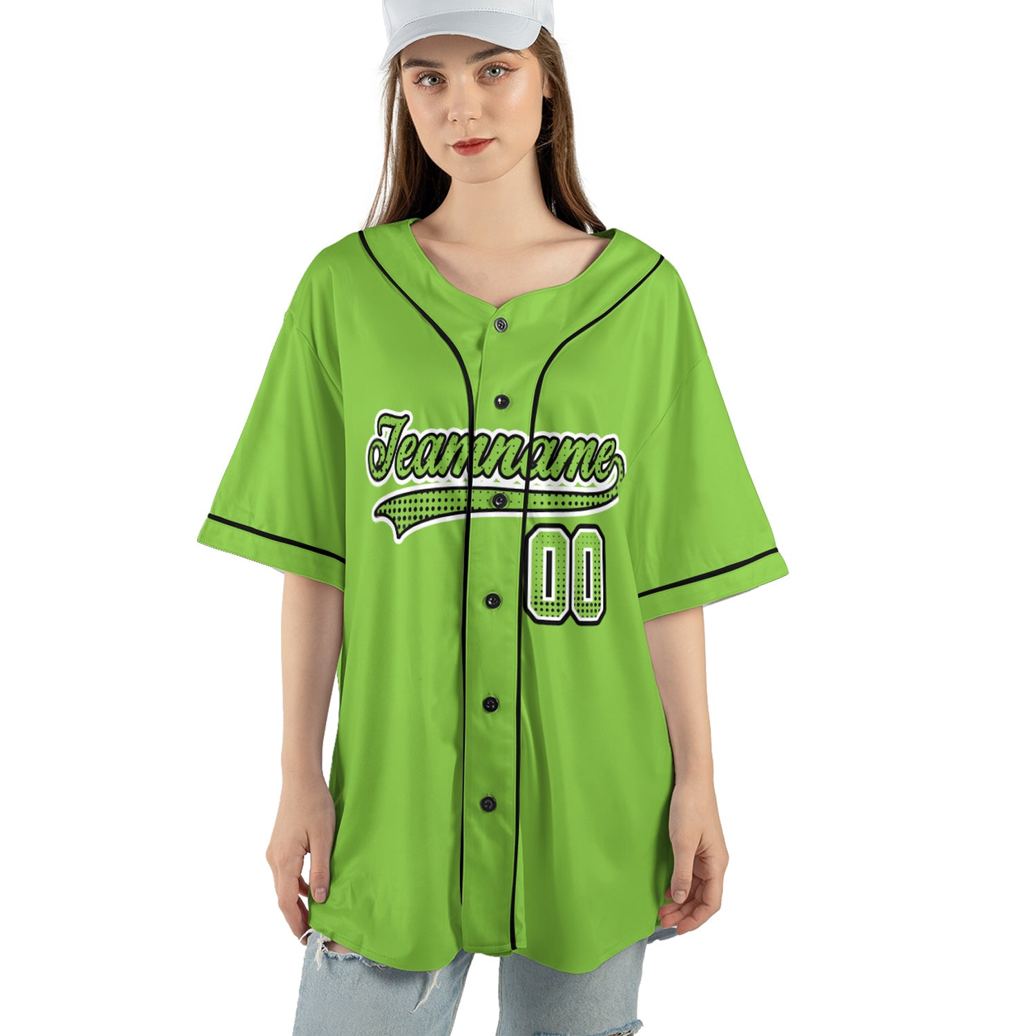 Custom Baseball Jersey – Neon Lime Pop Background