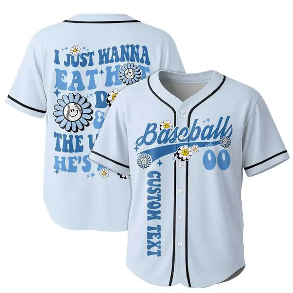 I Just Wanna Eat Hot Dogs Tell The Umpire He's Blind - Baseball Jersey - Baseball Jersey for Mom