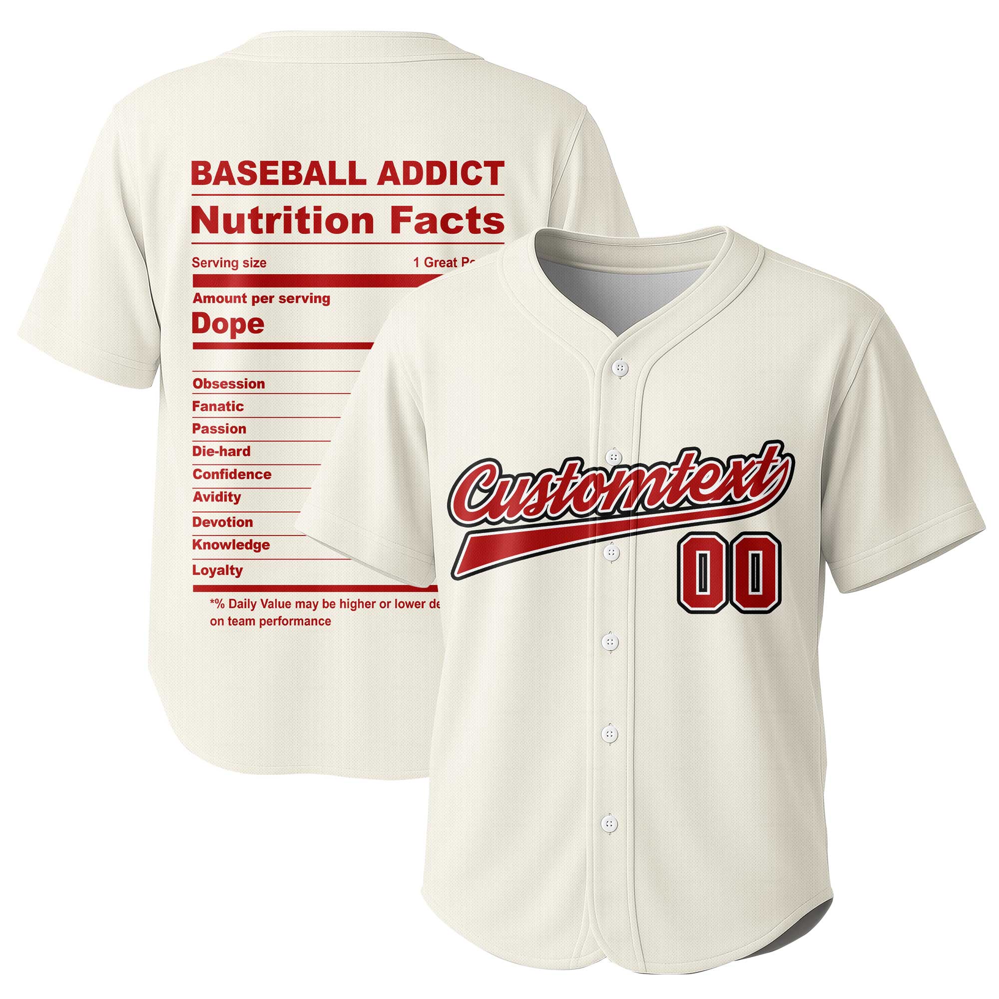 Baseball Lover Facts - Custom Red and White Stripes Baseball Jersey