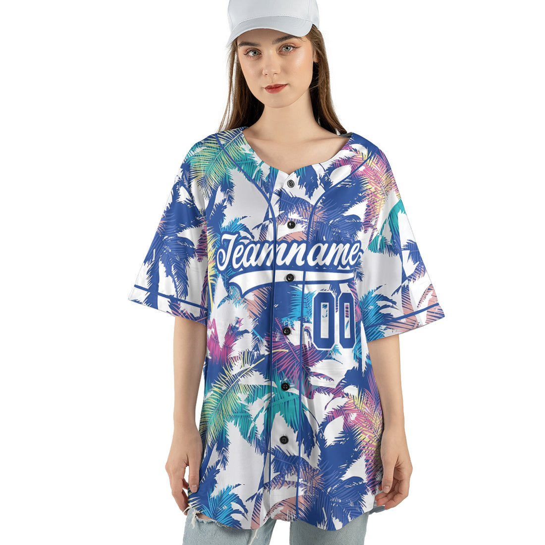 Custom Tropical Palm Baseball Jersey – Sunset Breeze Edition