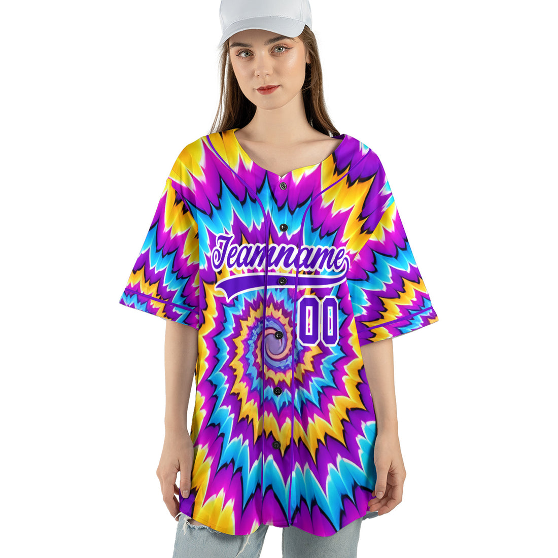 Custom Baseball Jersey – Hypnotic Spiral Background