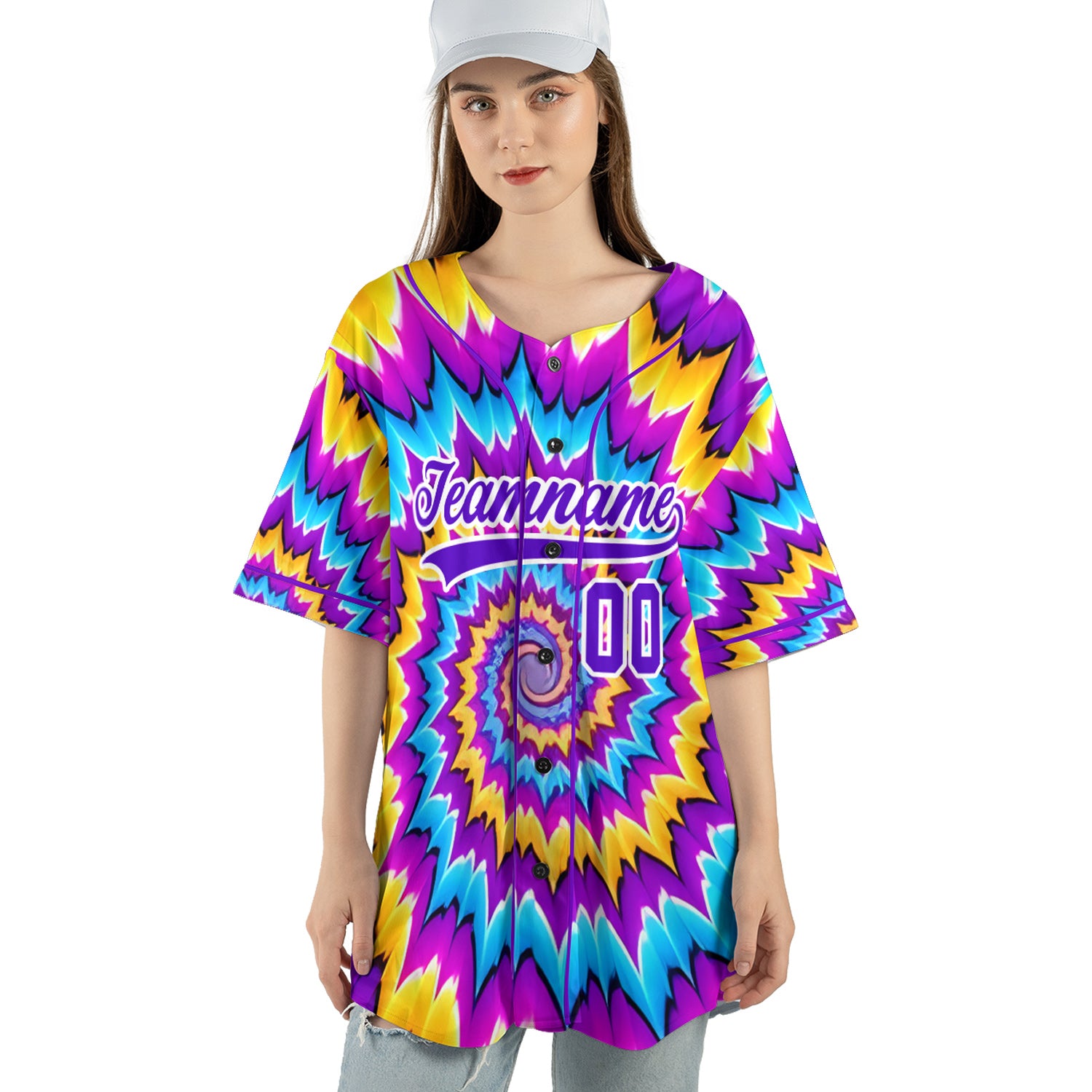 Custom Baseball Jersey – Hypnotic Spiral Background