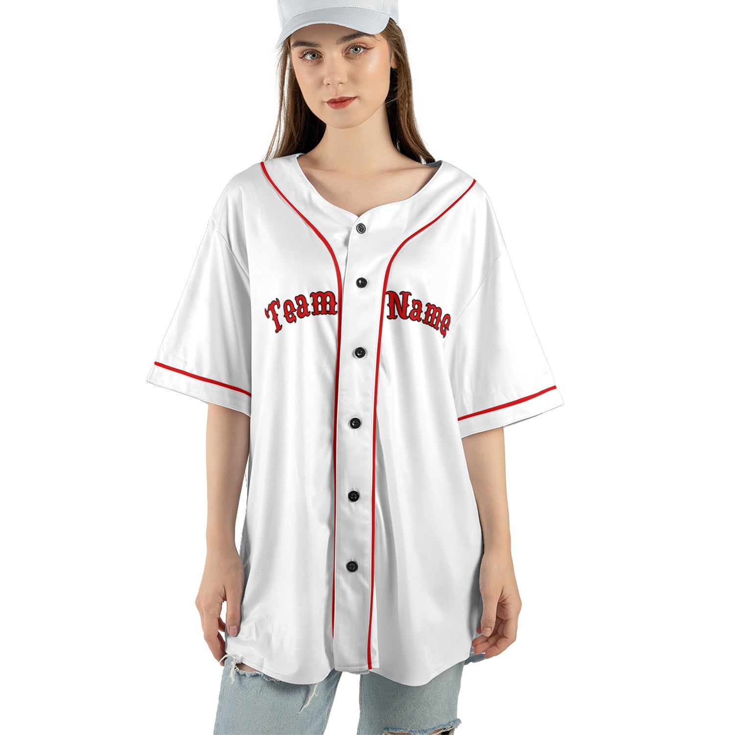 Classic Red Custom Jersey – Your Name & Team Logo on Vintage White