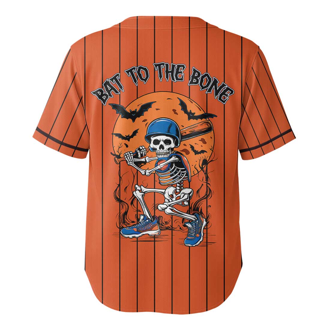 Bat To The Bone - Custom Orange Halloween Baseball Jersey