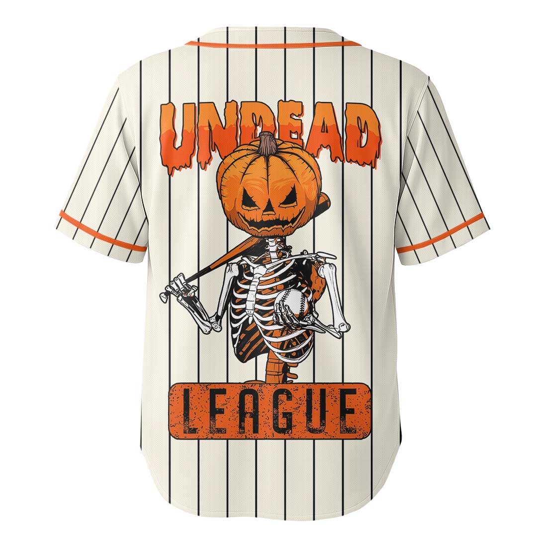 Undead League - Custom Cream Orange Halloween Baseball Jersey