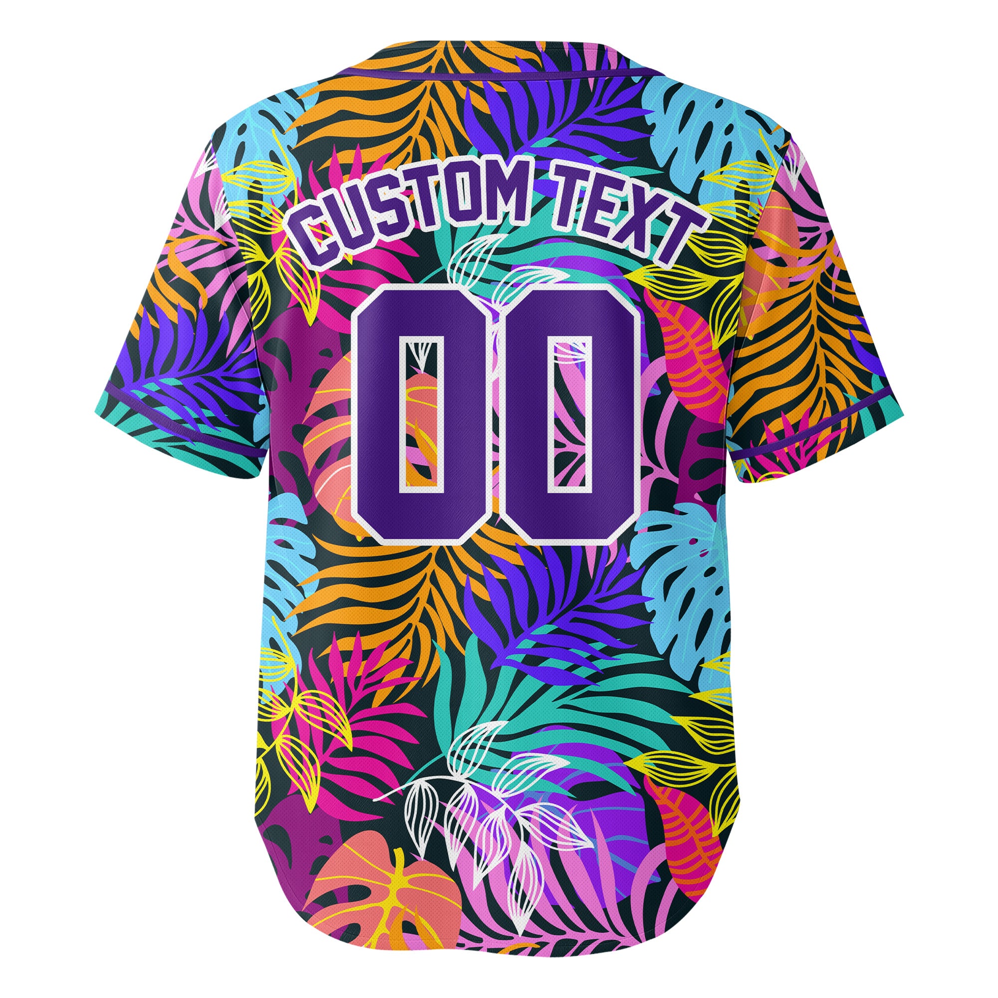 Custom Tropical Leaves Hawaii Pattern Baseball Jersey