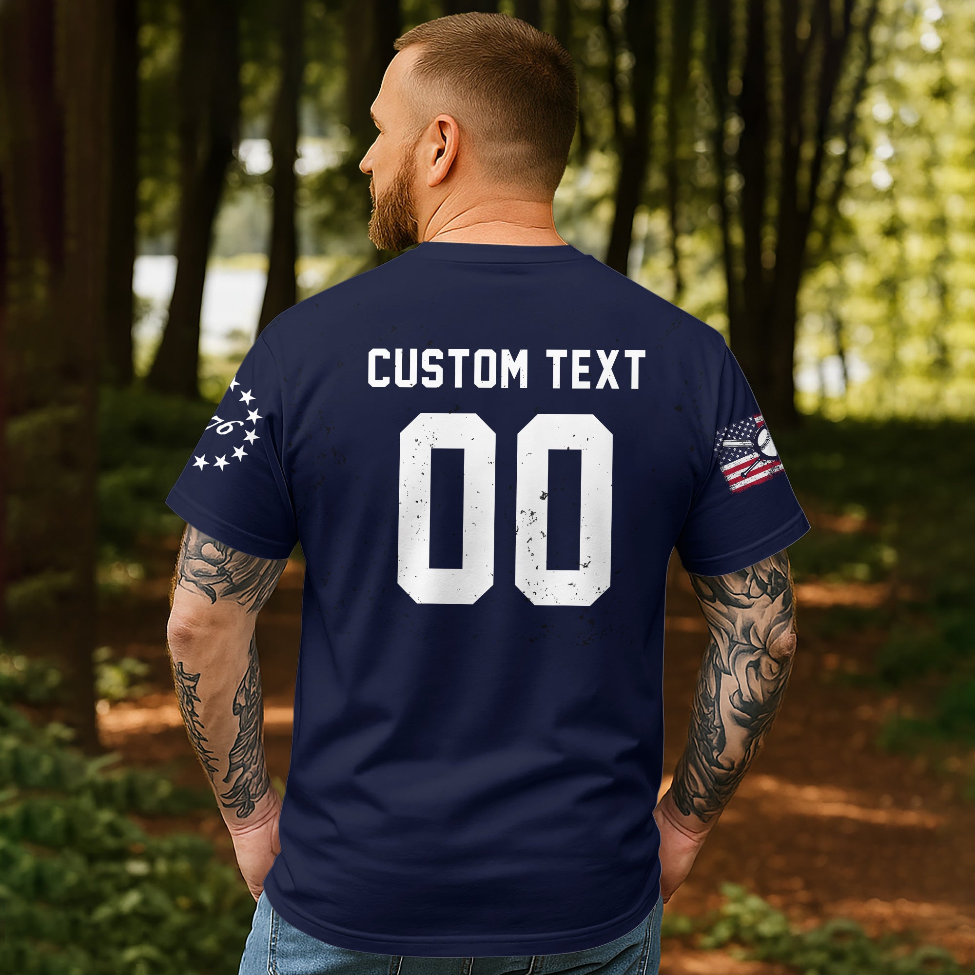 Custom Baseball Lover Shirts - USA Flag 4th July American Red White Blue Star Stripes