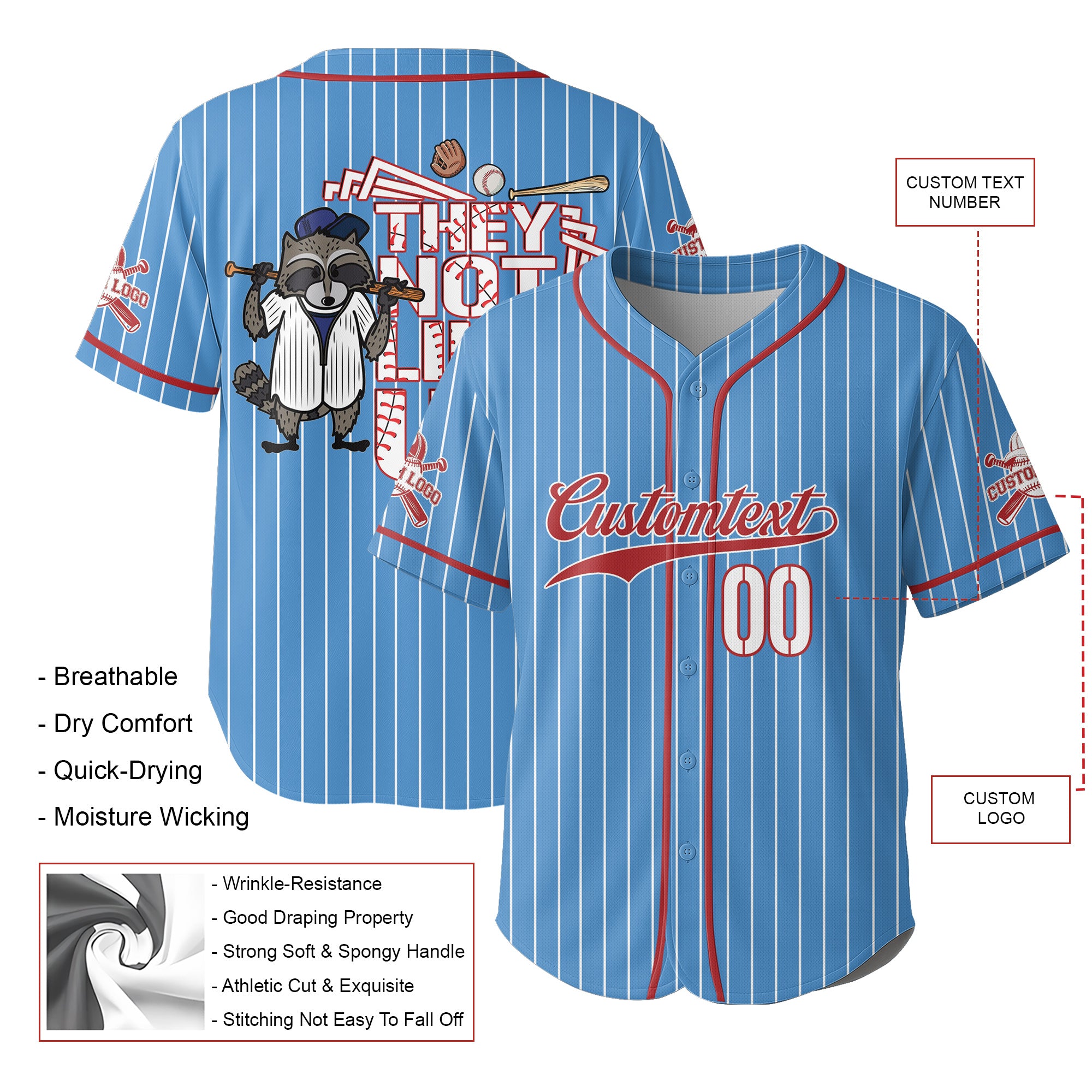 They Not Like Us - Custom Blue Red Baseball Jersey