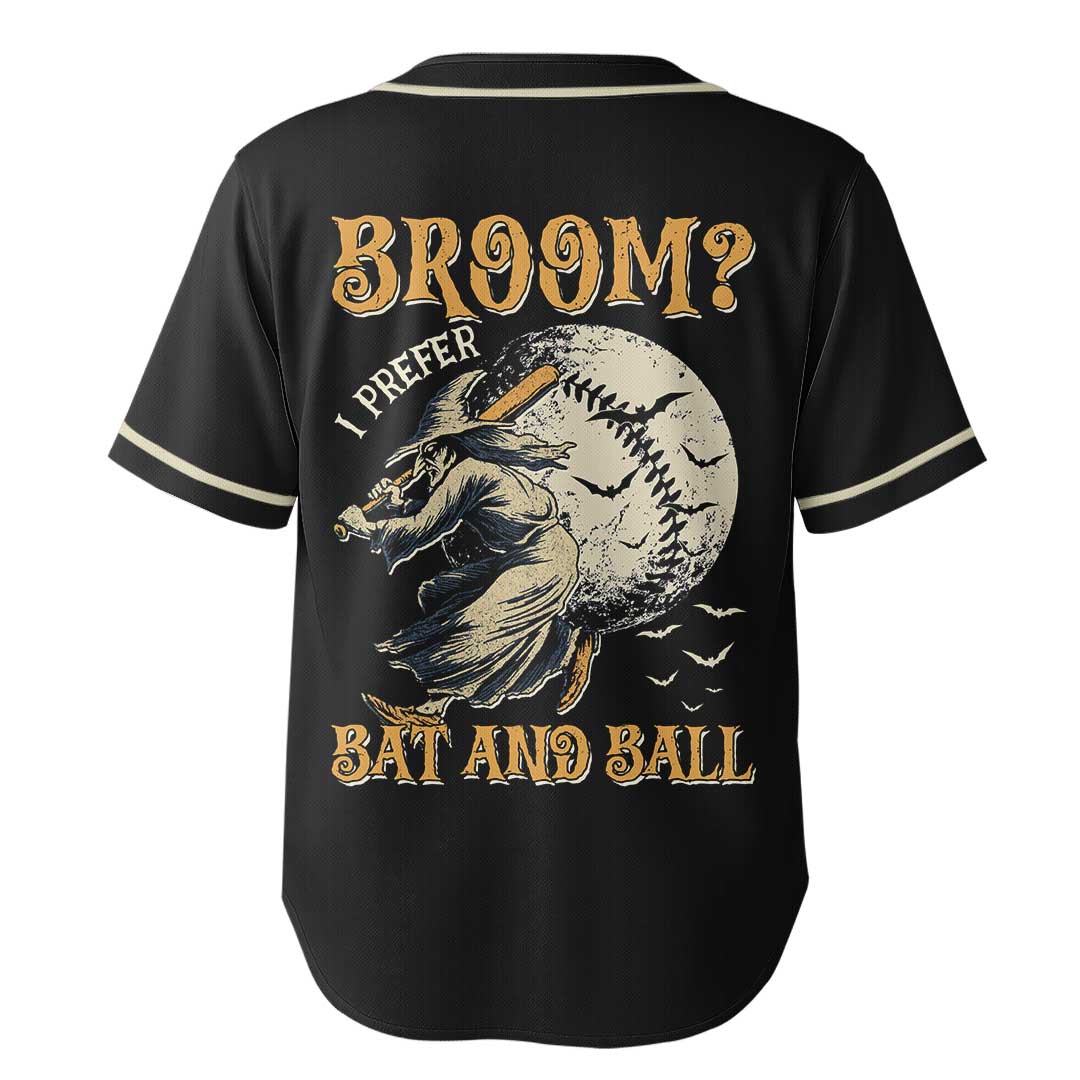 A Witch Prefers Bat And Ball - Custom Black Halloween Baseball Jersey