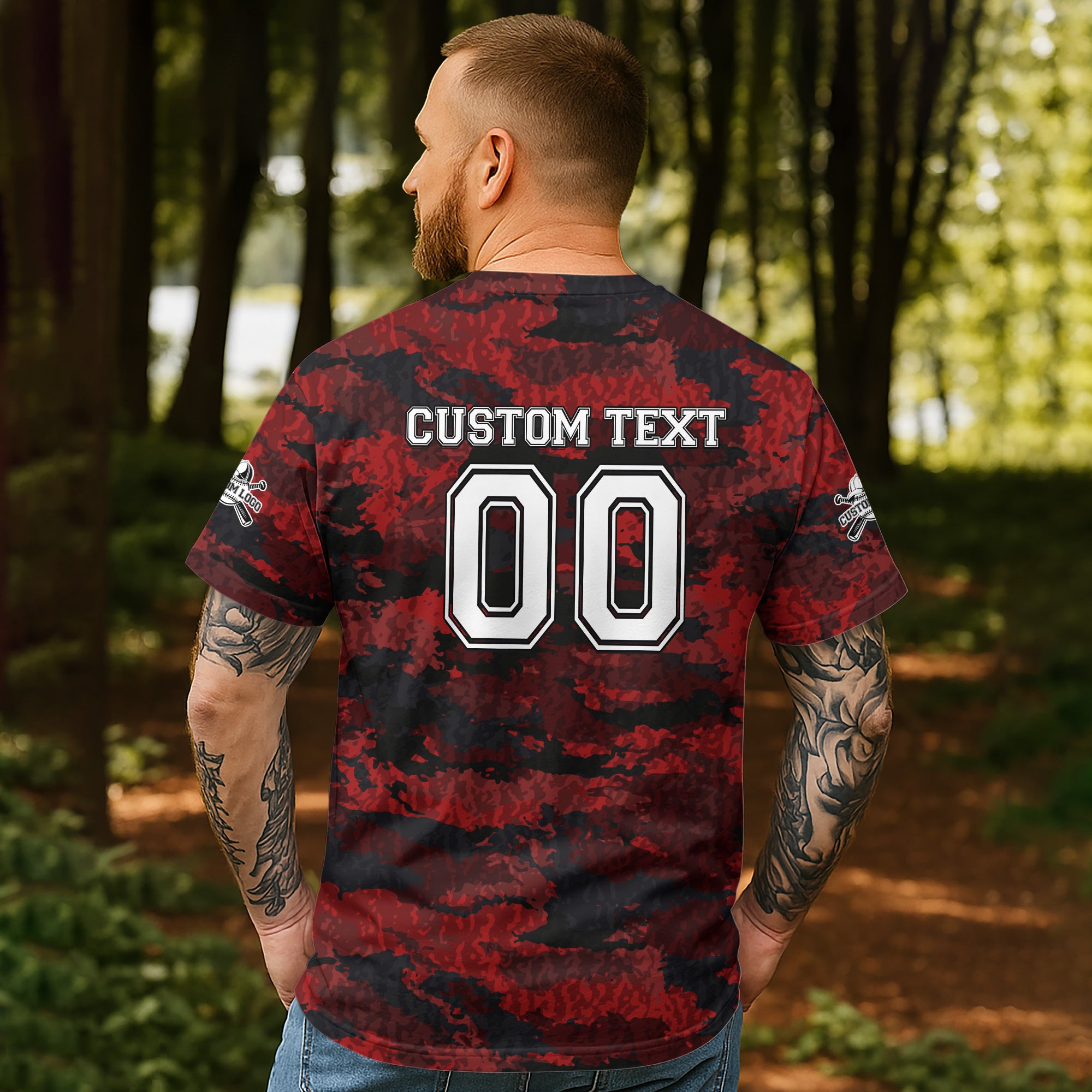 Custom All Over Print Red Camouflage Baseball T-Shirt - Baseball All-Star Game 2025