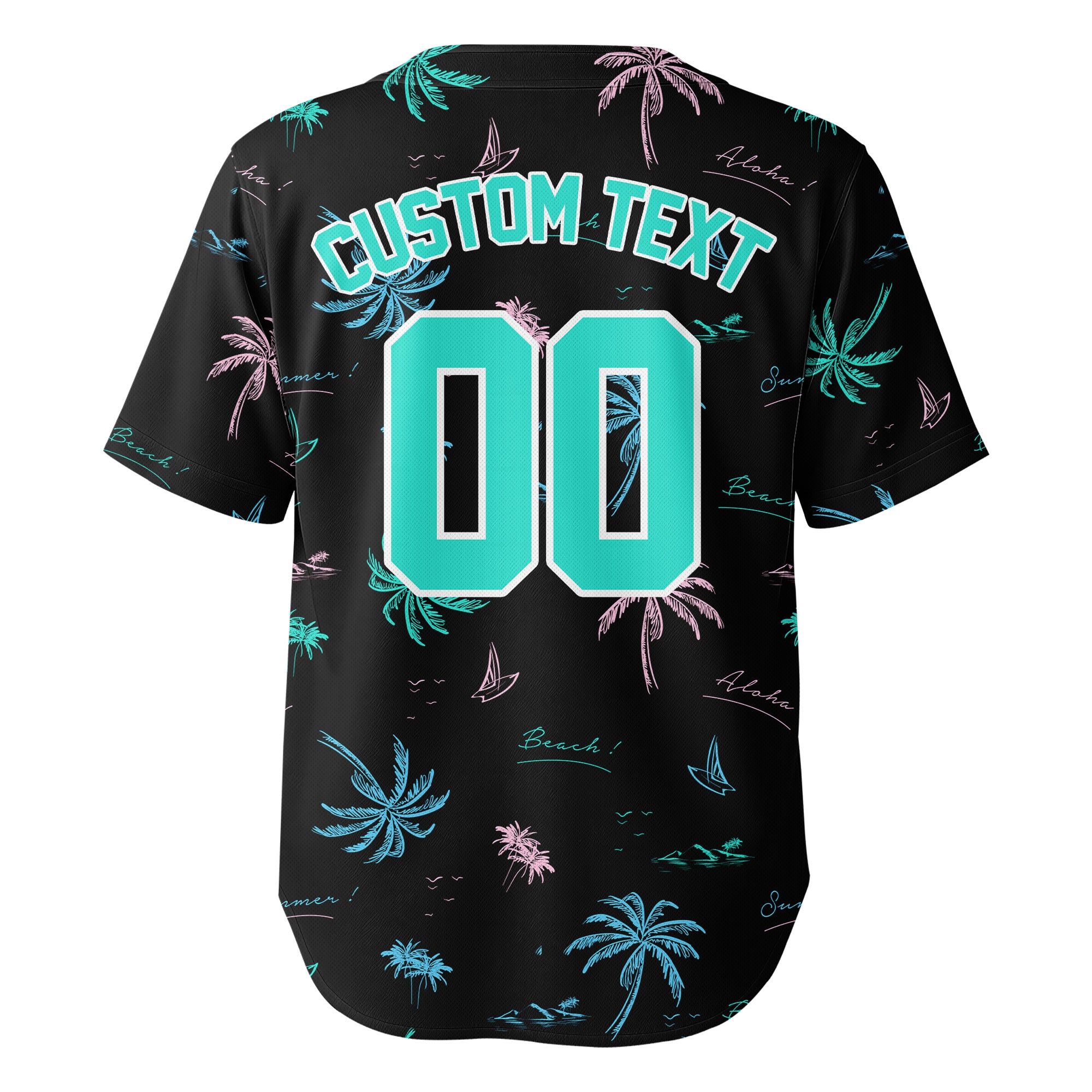 Custom Hawaii Neon Palm Tree Pattern Baseball Jersey