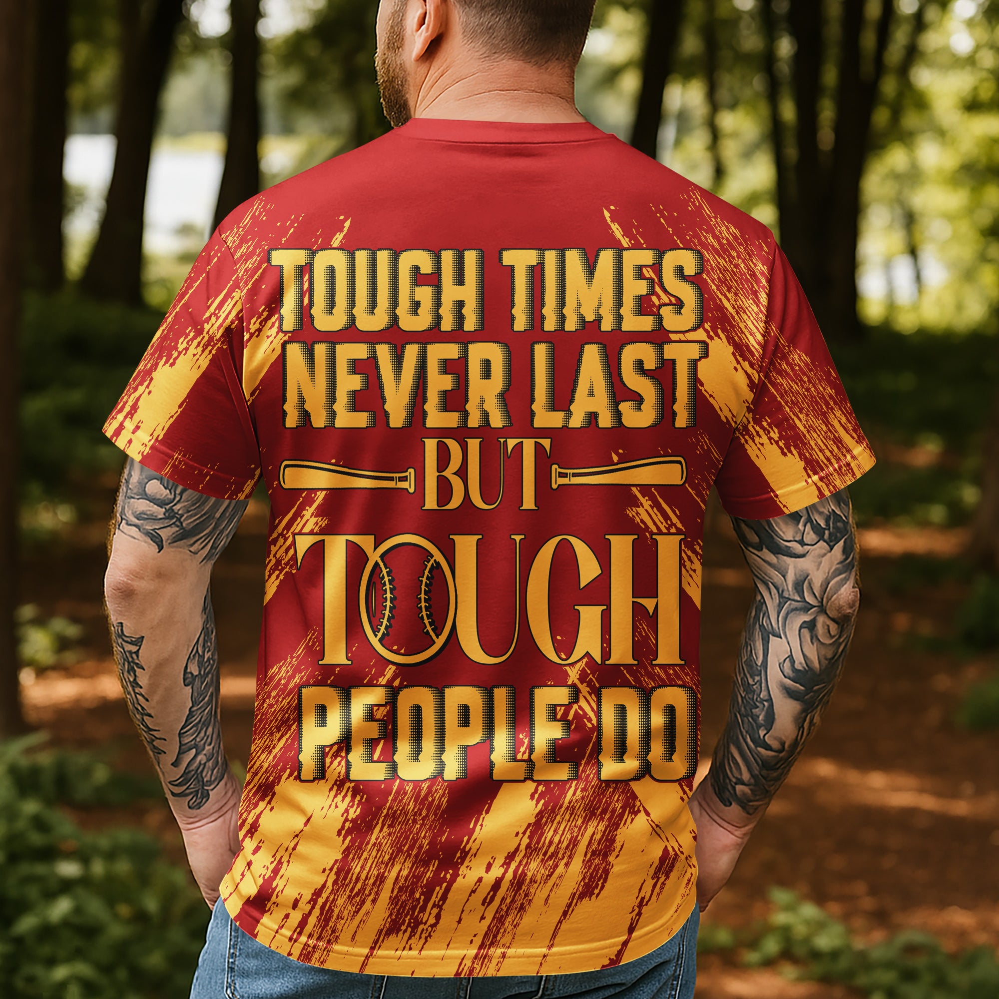Tough People Never Fall Custom All Over Print Baseball T-Shirt
