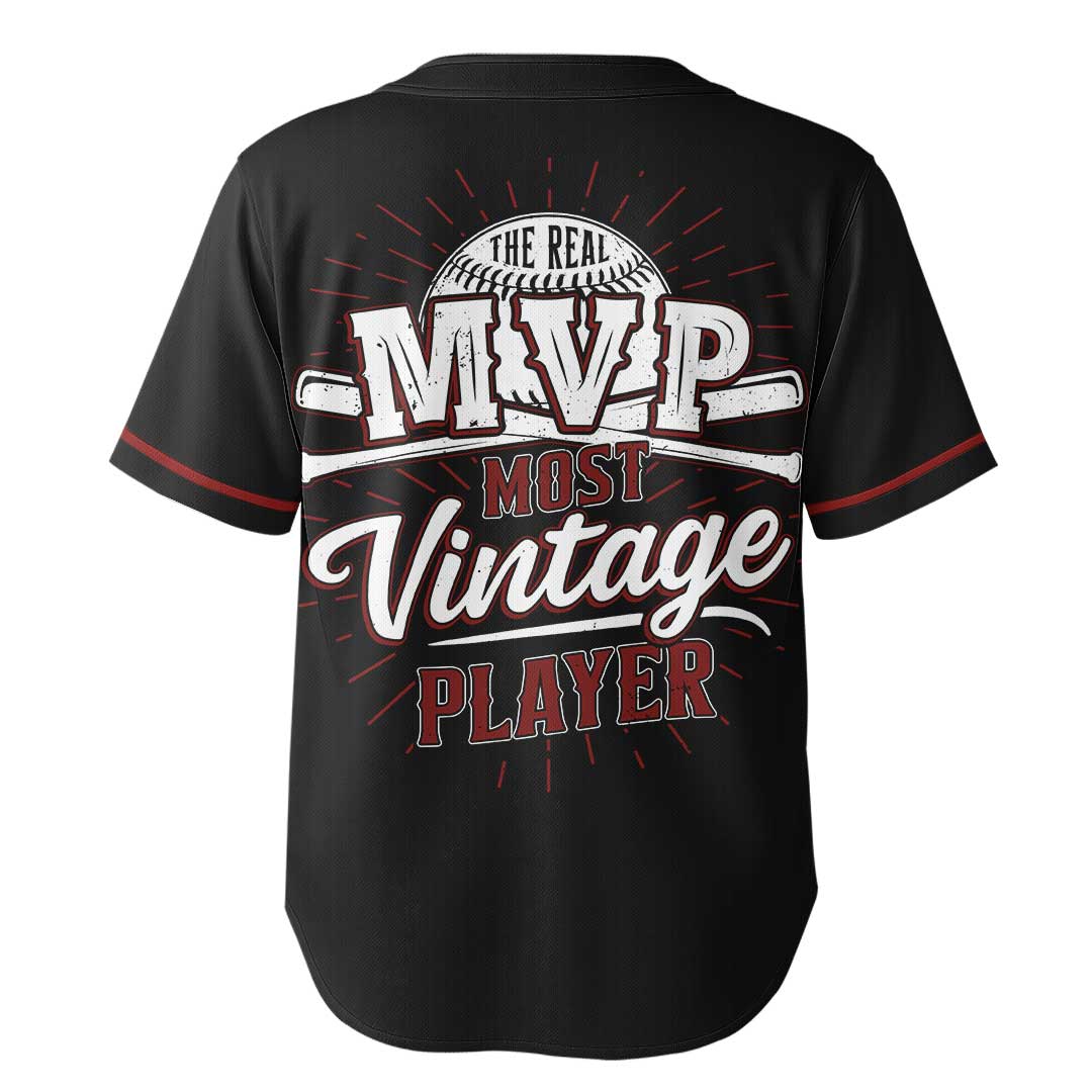 The Real MVP - Custom Black Baseball Jersey