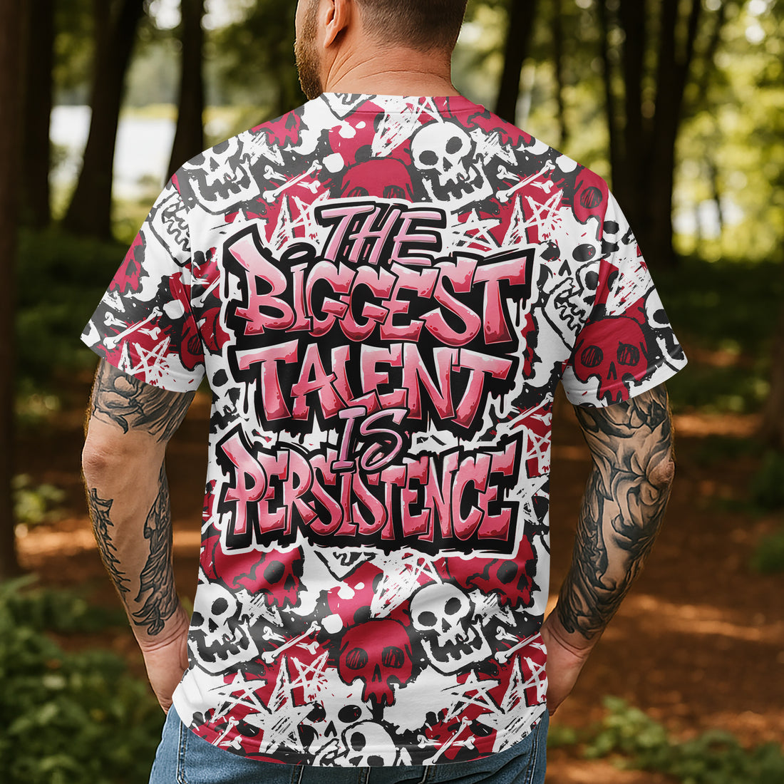 Talent Is Persistence Custom All Over Print Baseball T-Shirt