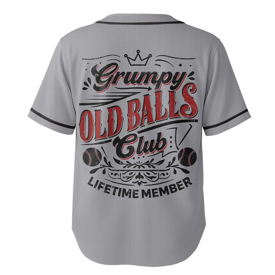 Lifetime Member of Grumpy Old Balls Club - Custom Grey Baseball Jersey