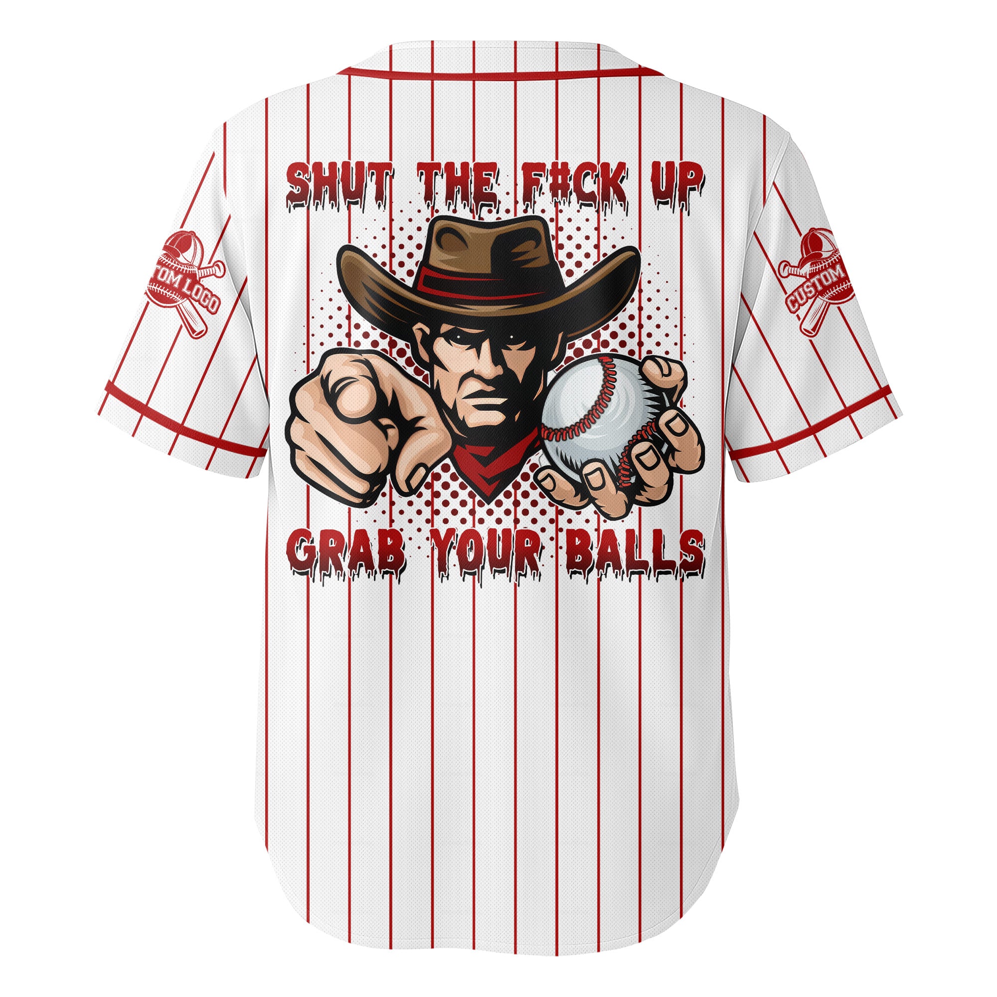 Custom Red Striped Baseball Jersey - Go Grab Your Balls