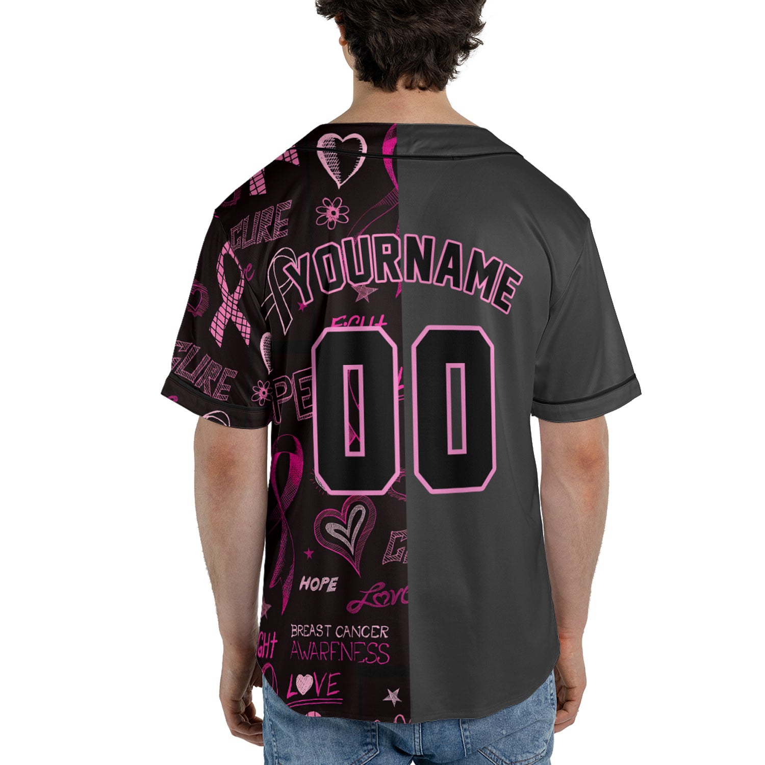 Custom Breast Cancer Awareness Baseball Jersey – Hope & Fight Edition