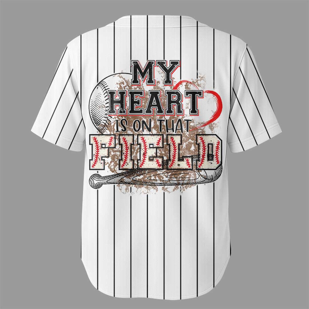 Daddy Of The Rookie My Heart Is On That Field - Custom White Black Stripe Baseball Jersey