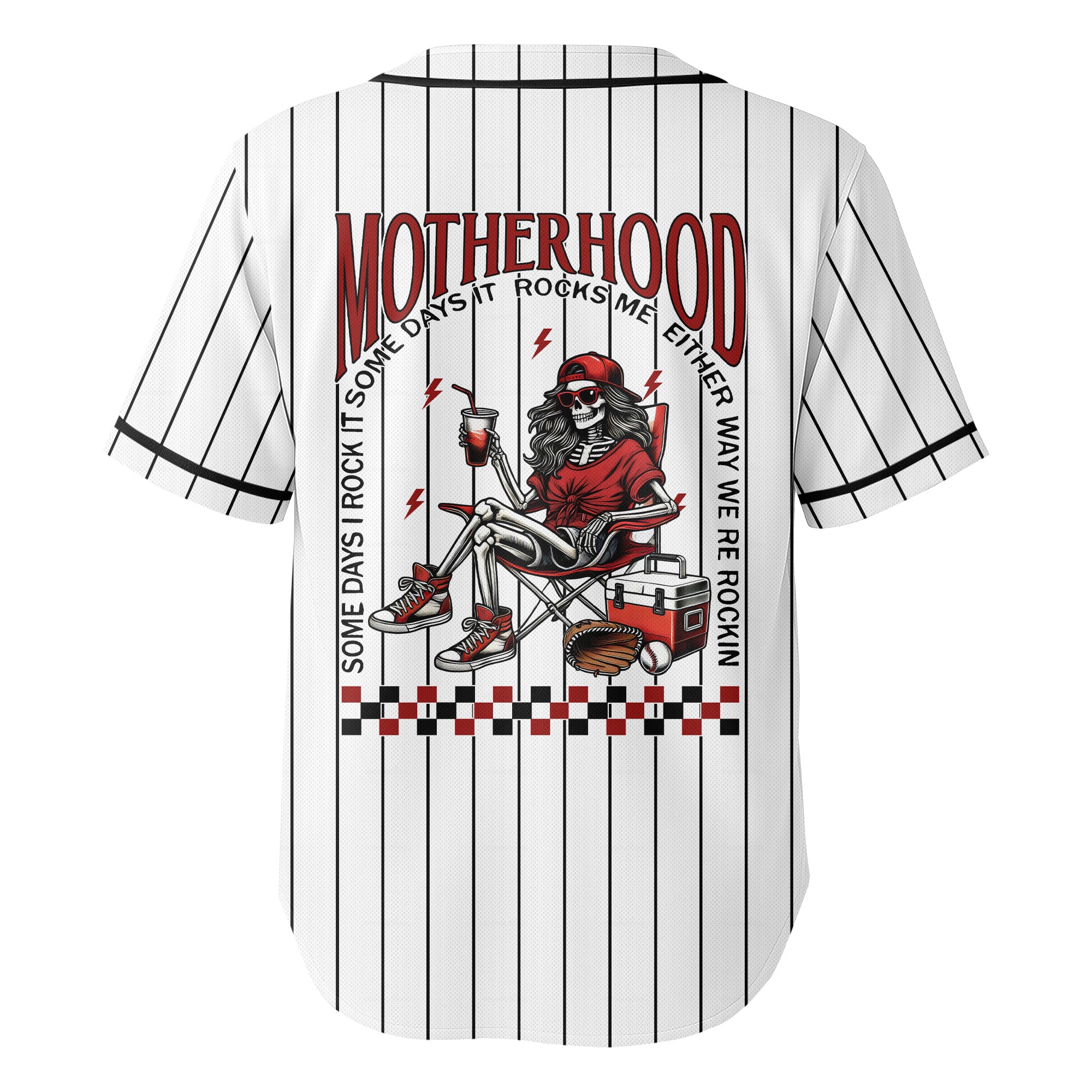 Motherhood Rock It Together - Custom White and Black Stripes Baseball Jersey