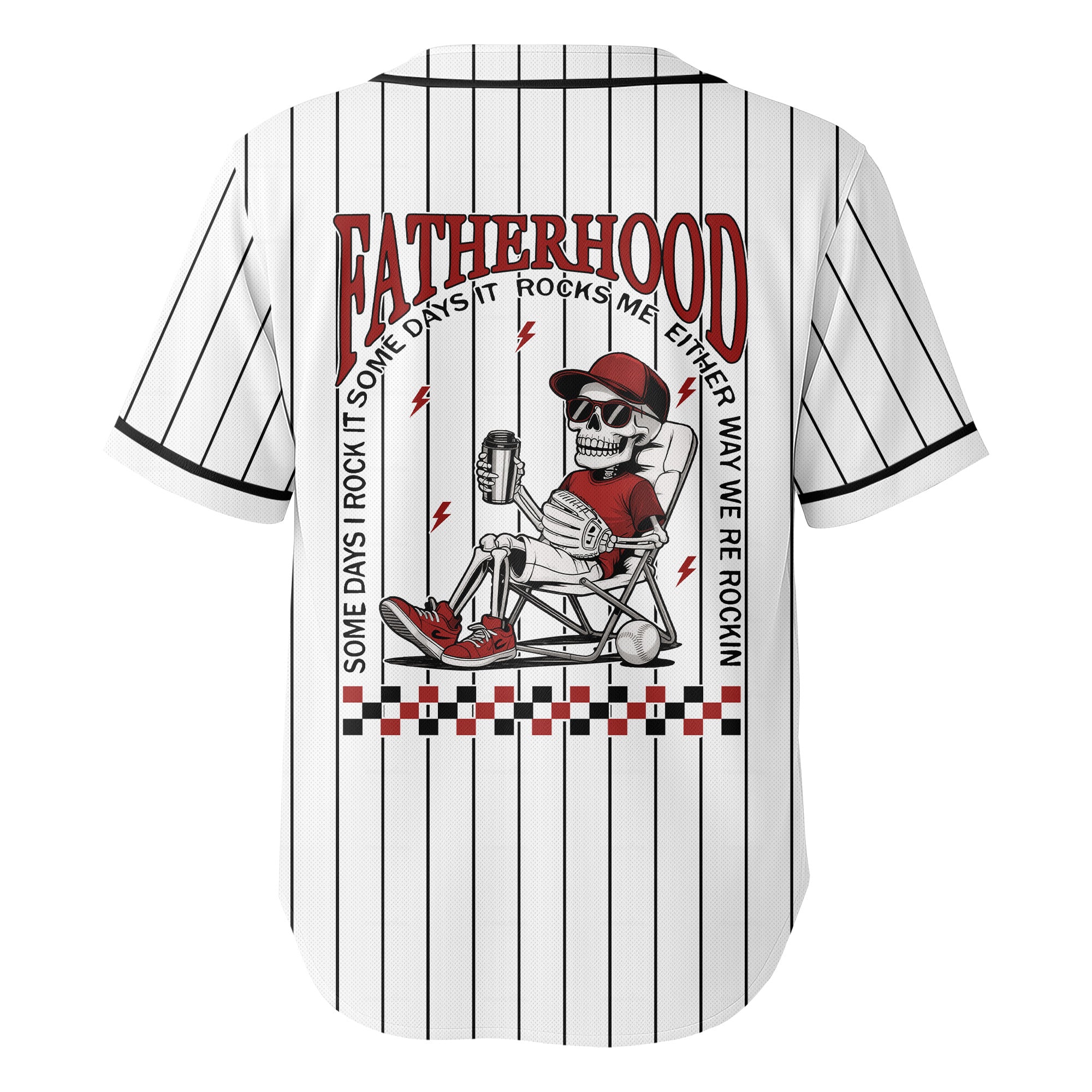 FATHERHOOD - Some Days I Rock It, Some Days It Rocks Me, Either Way We're Rockin - Custom Father Day Baseball Jersey