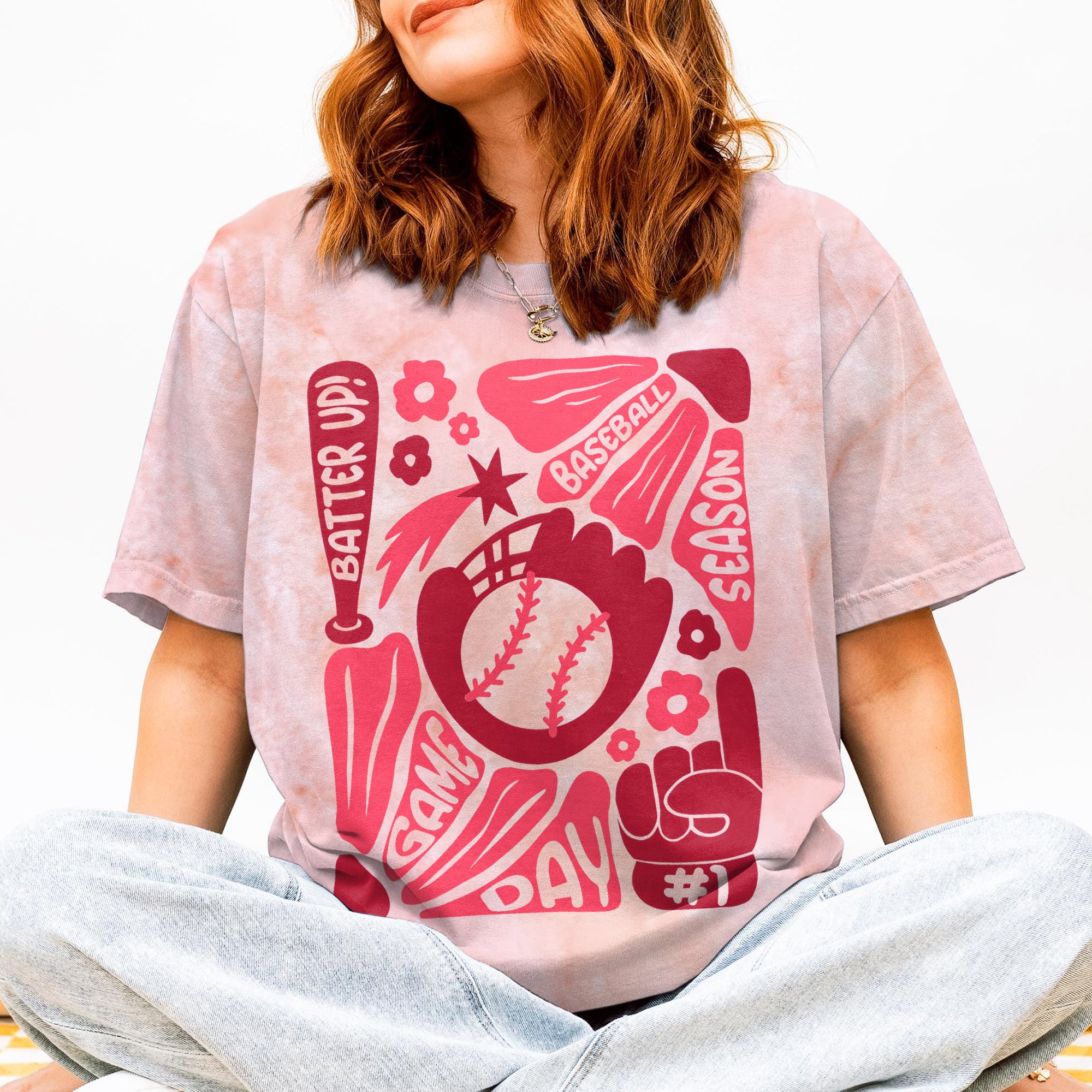 Pink Baseball Season Custom All Over Print Baseball T-Shirt