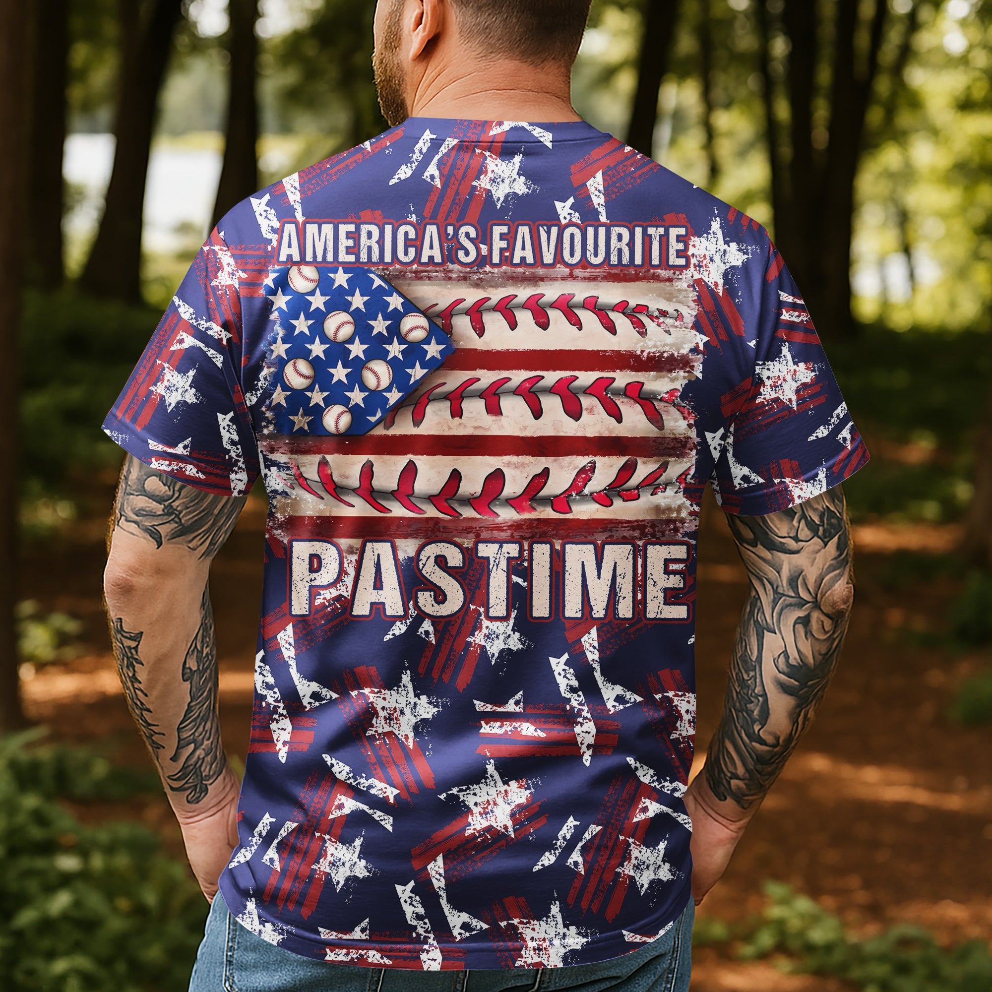 American Favourite's Pastime Custom All Over Print Baseball T-Shirt