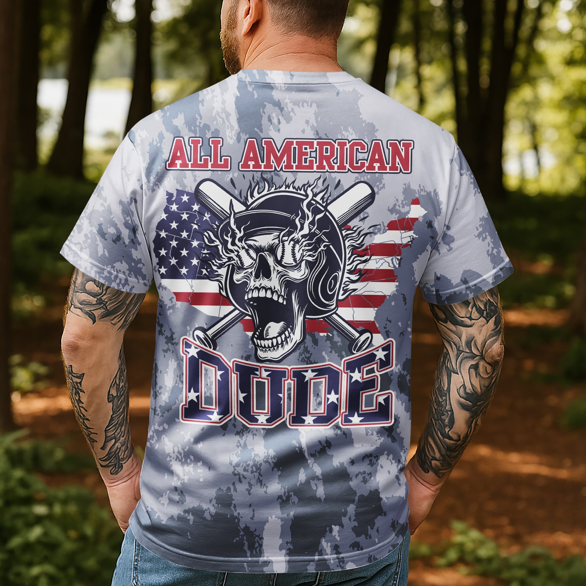 All American Dude Custom All Over Print 4th Of July T-Shirt