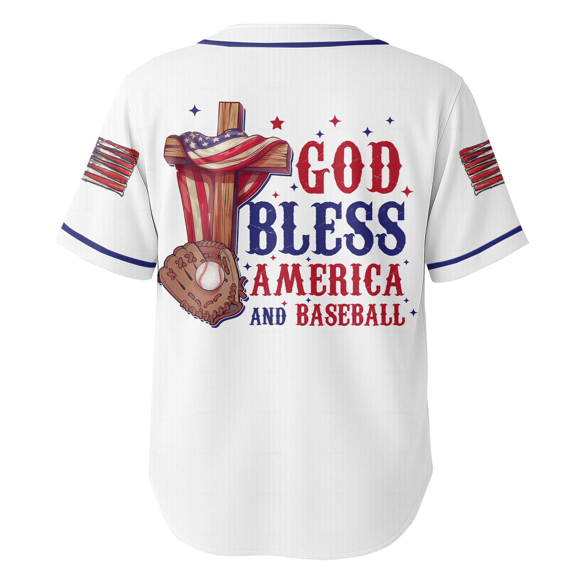 God Bless America And Baseball - Custom 4th of July Baseball Jersey